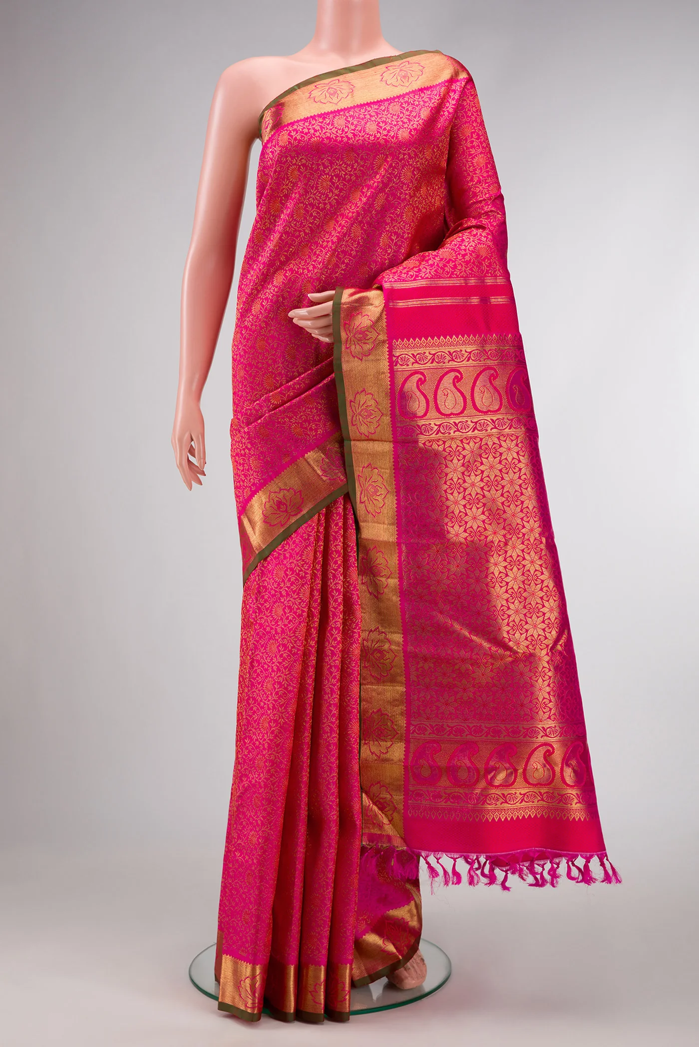 Pure Silk Pure Zari Pink Kanjivaram Saree