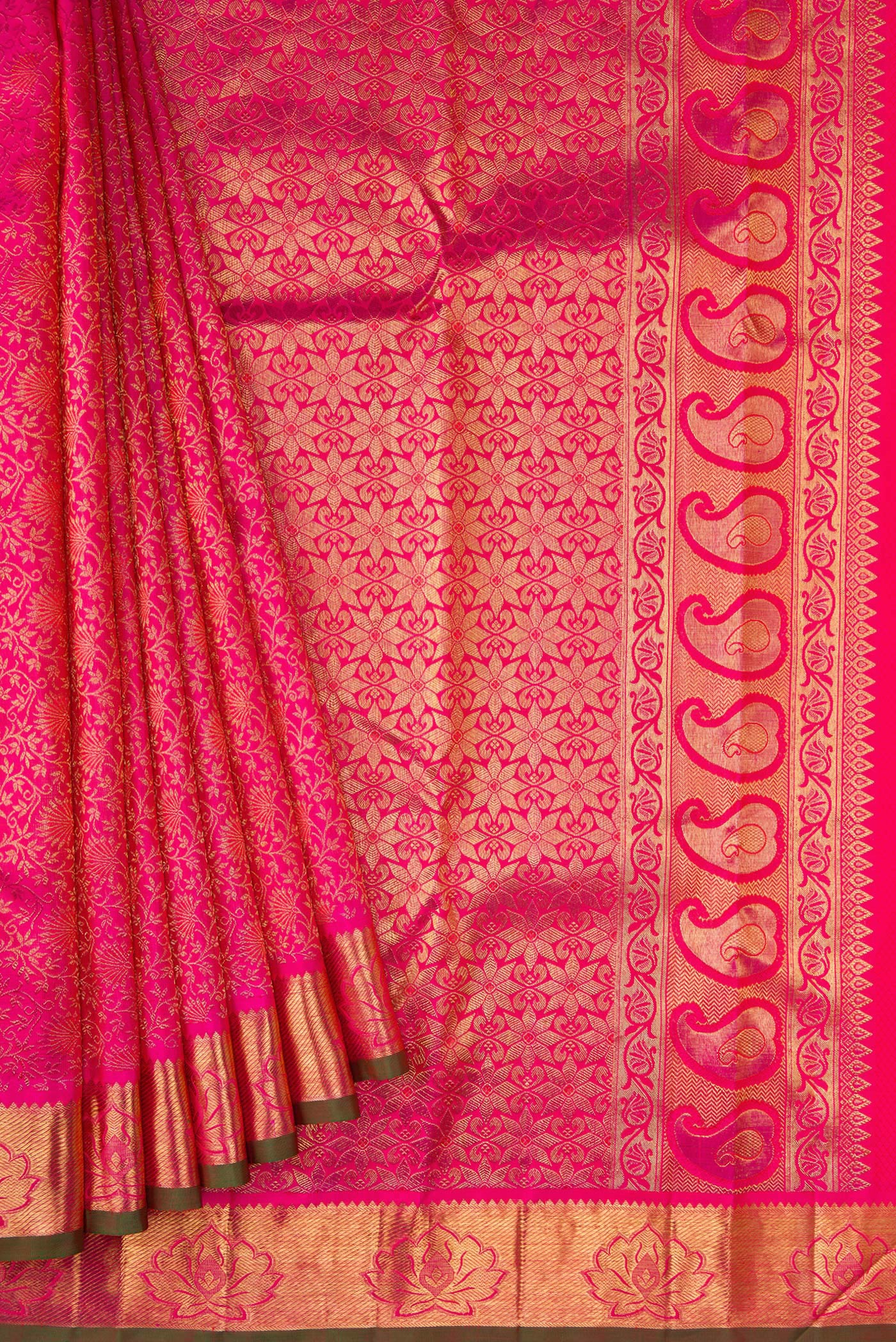 Pure Silk Pure Zari Pink Kanjivaram Saree - Image 4