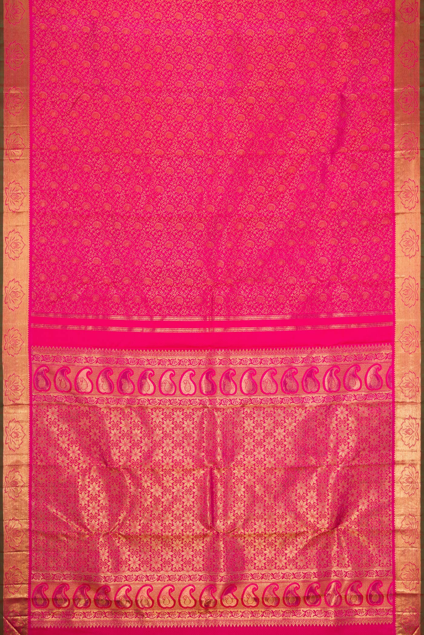 Pure Silk Pure Zari Pink Kanjivaram Saree - Image 6