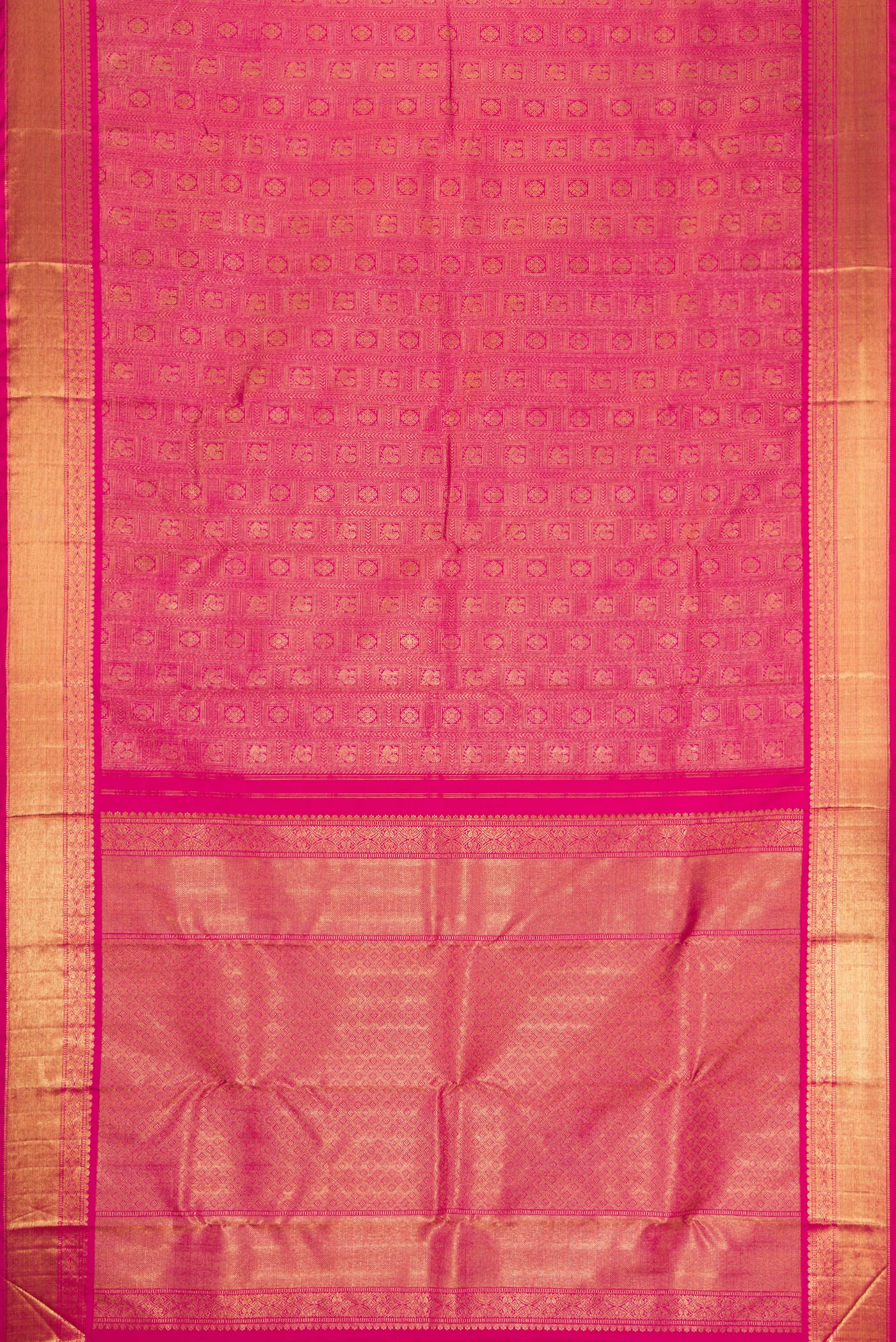 Pure Silk Pure Zari Pink Kanjivaram Saree - Image 6