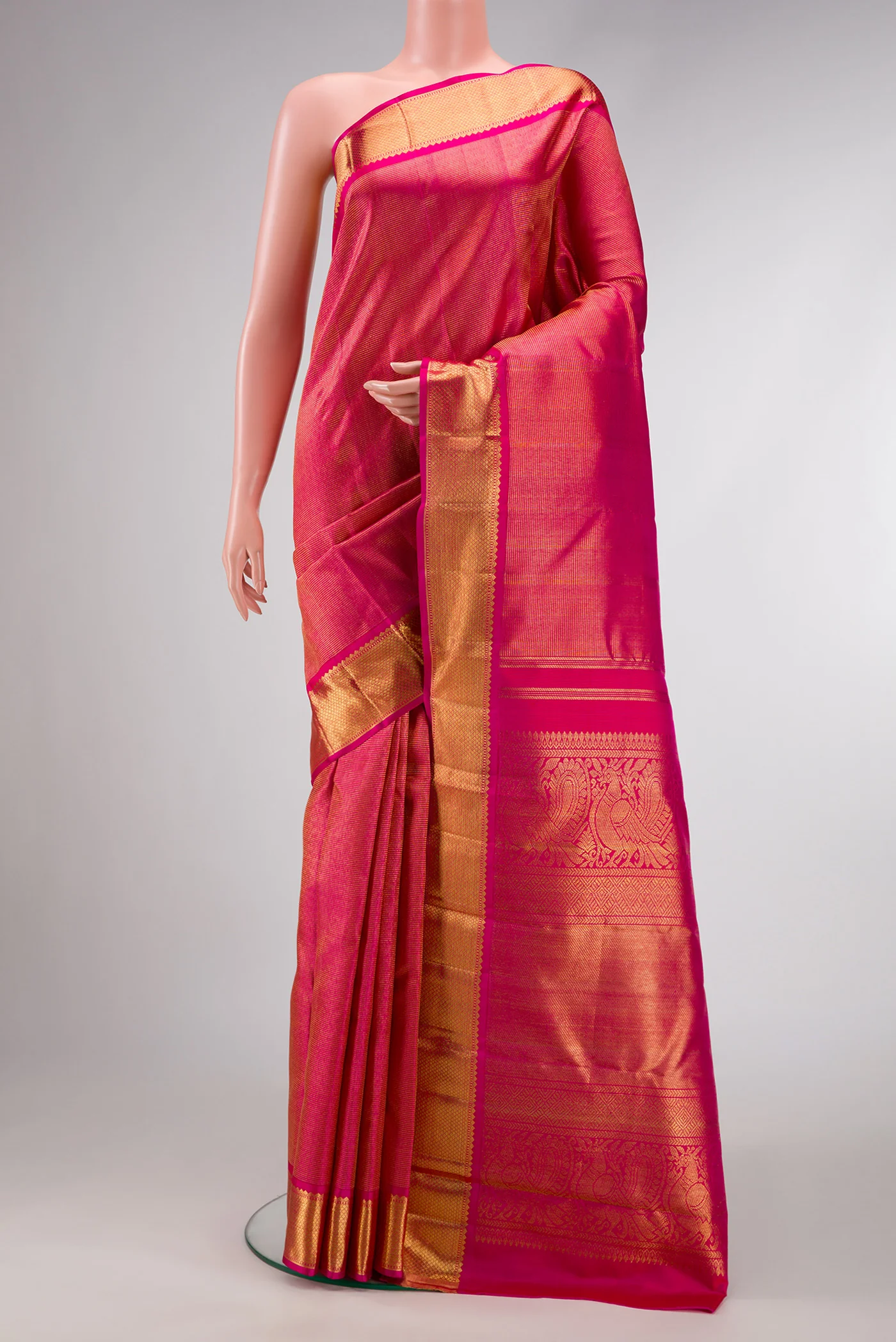 Pure Silk Pure Zari Pink Kanjivaram Saree