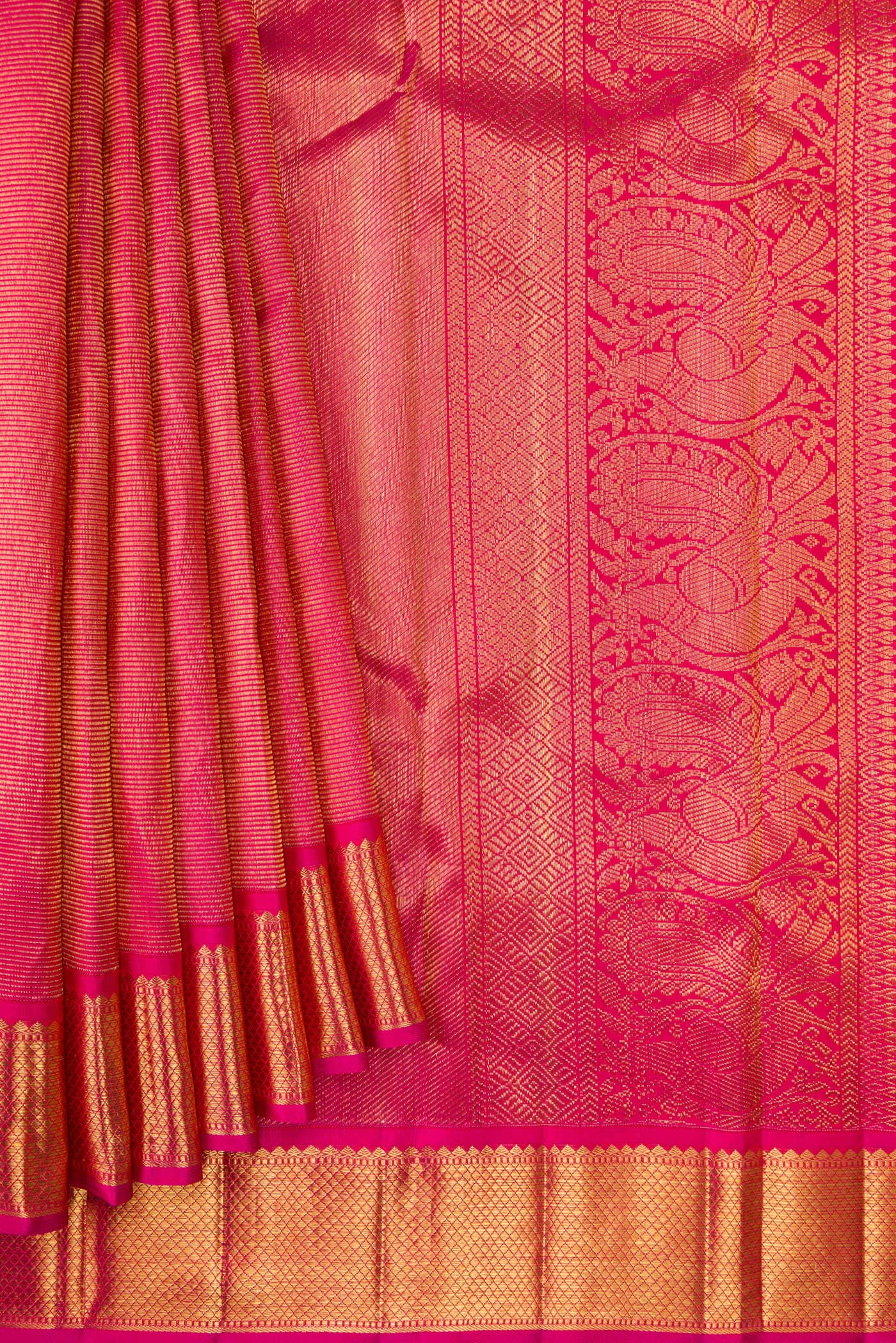 Pure Silk Pure Zari Pink Kanjivaram Saree - Image 4