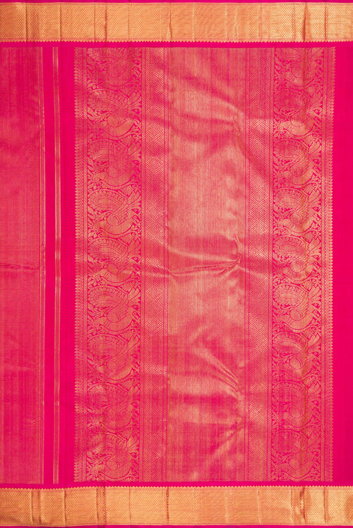 Pure Silk Pure Zari Pink Kanjivaram Saree - Image 7