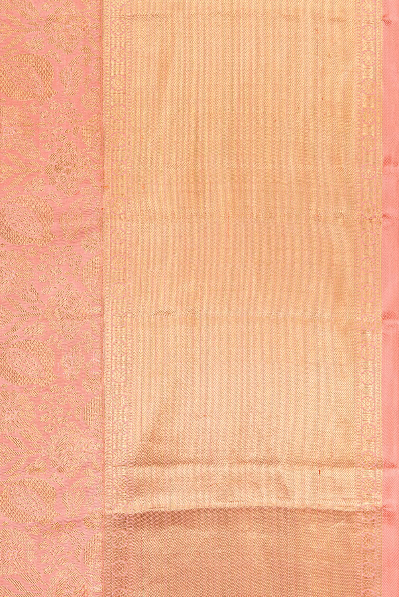 Pure Silk Pure Zari Peach Kanjivaram Saree - Image 3