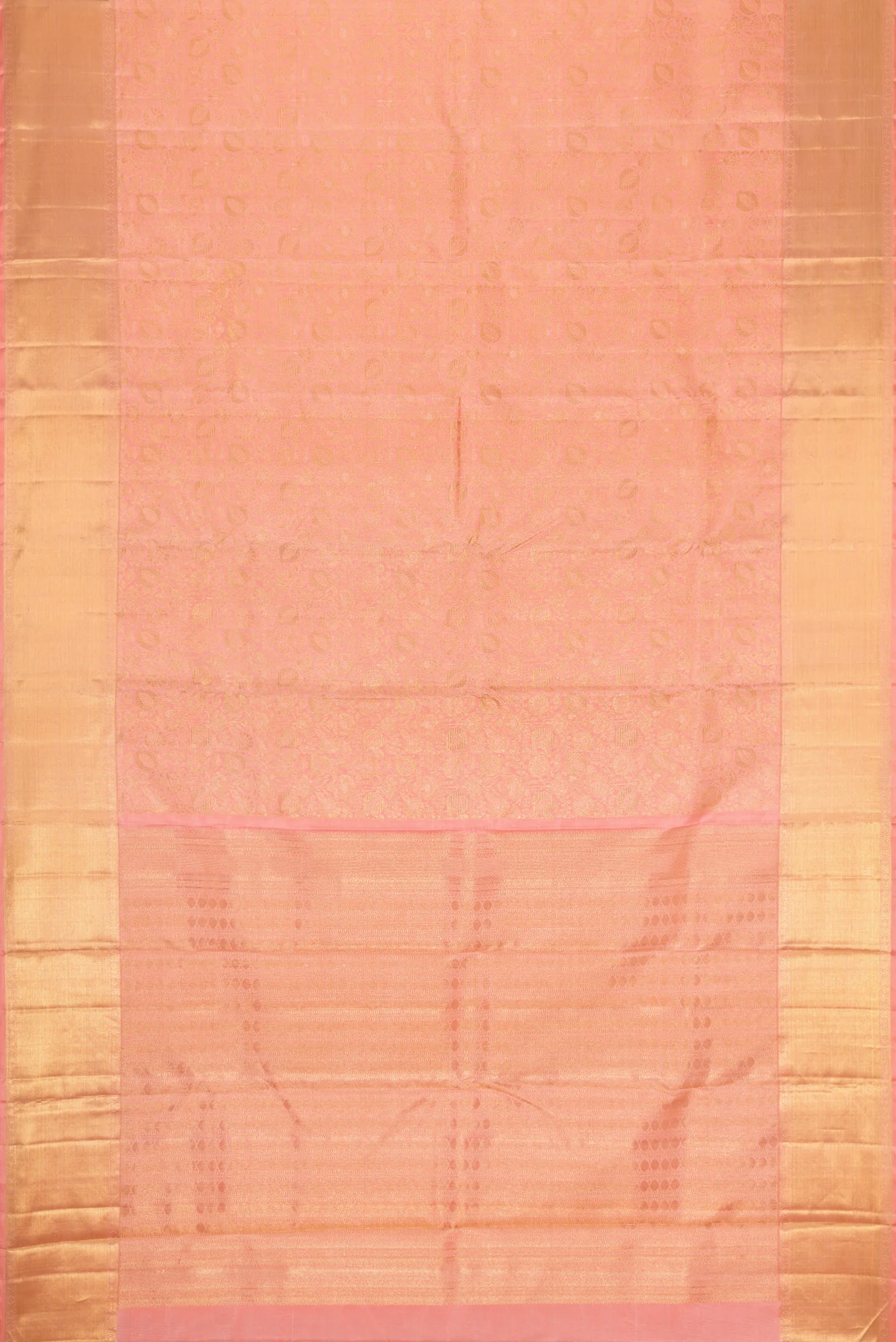 Pure Silk Pure Zari Peach Kanjivaram Saree - Image 6