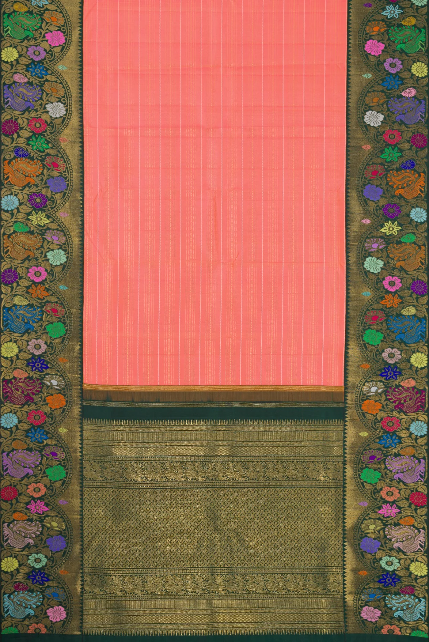 Pure Silk Pure Zari Rose pink Kanjivaram Saree - Image 6