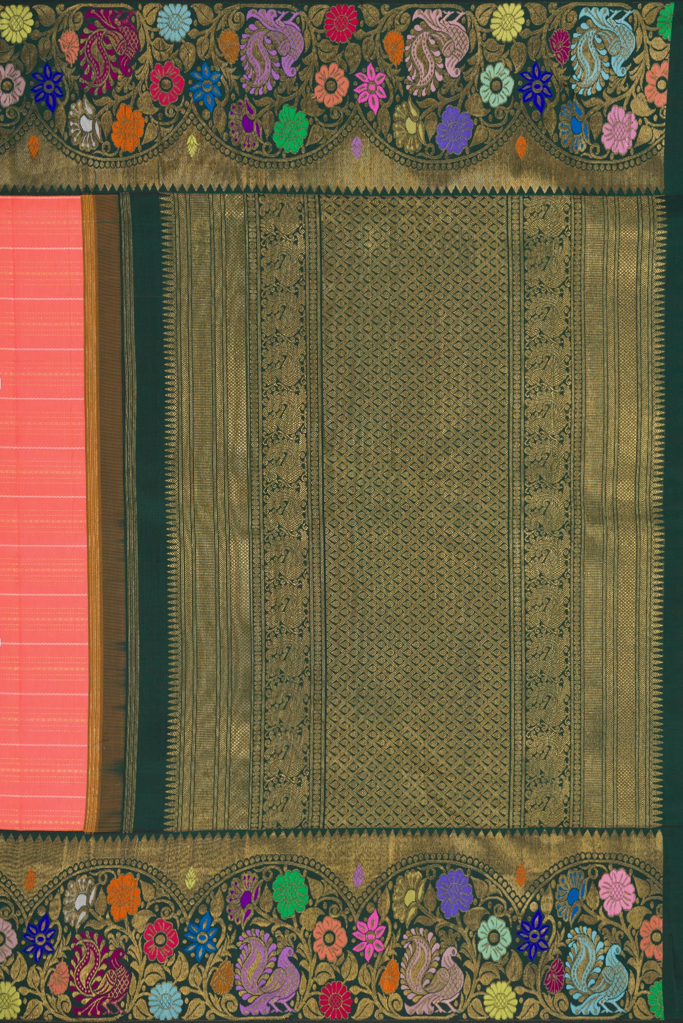 Pure Silk Pure Zari Rose pink Kanjivaram Saree - Image 7