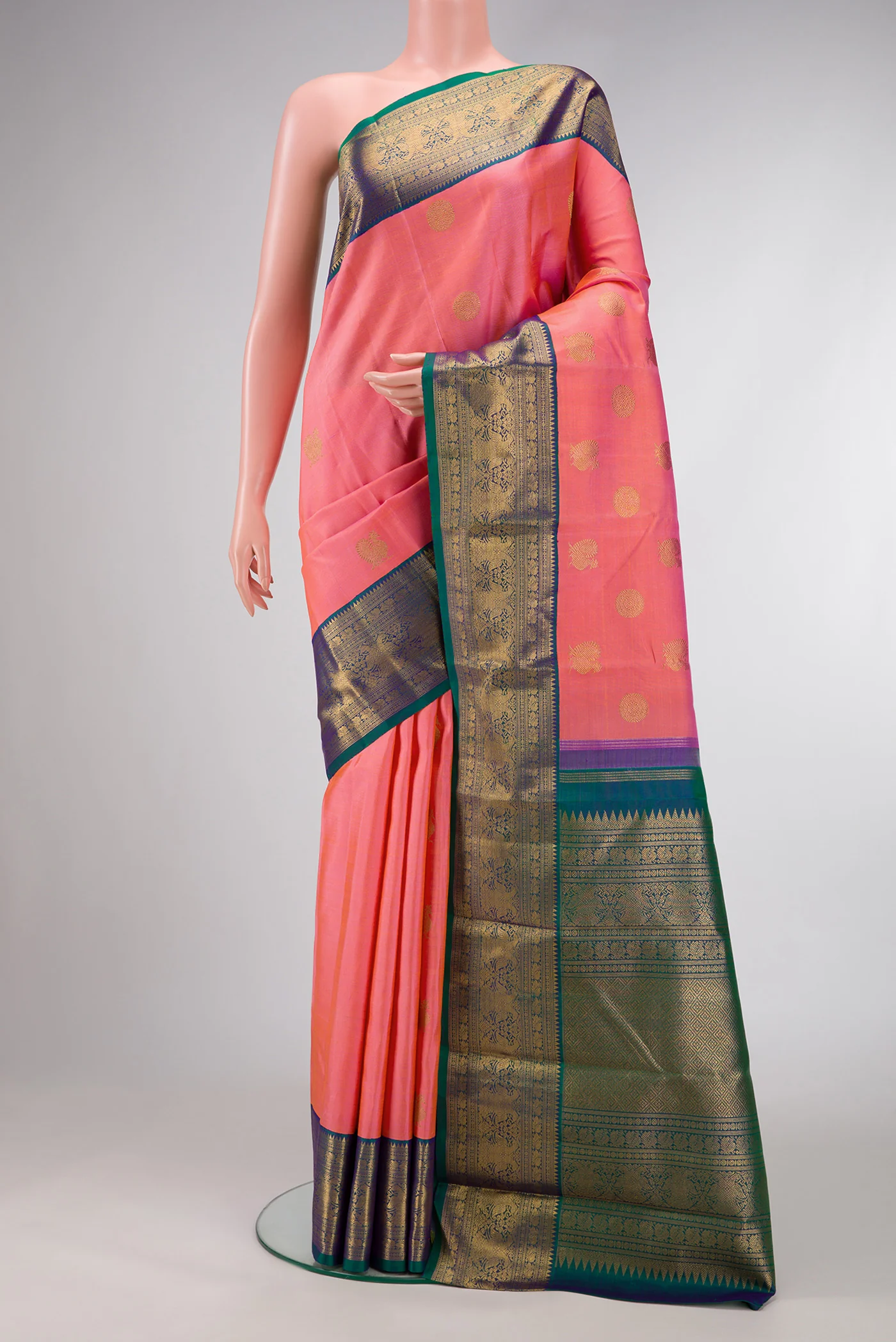 Pure Silk Pure Zari Pink Kanjivaram Saree
