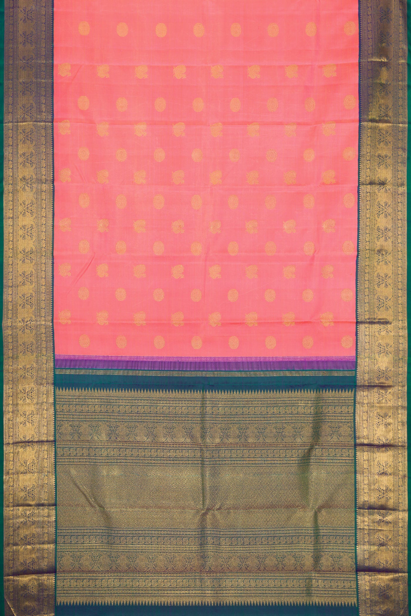 Pure Silk Pure Zari Pink Kanjivaram Saree - Image 6