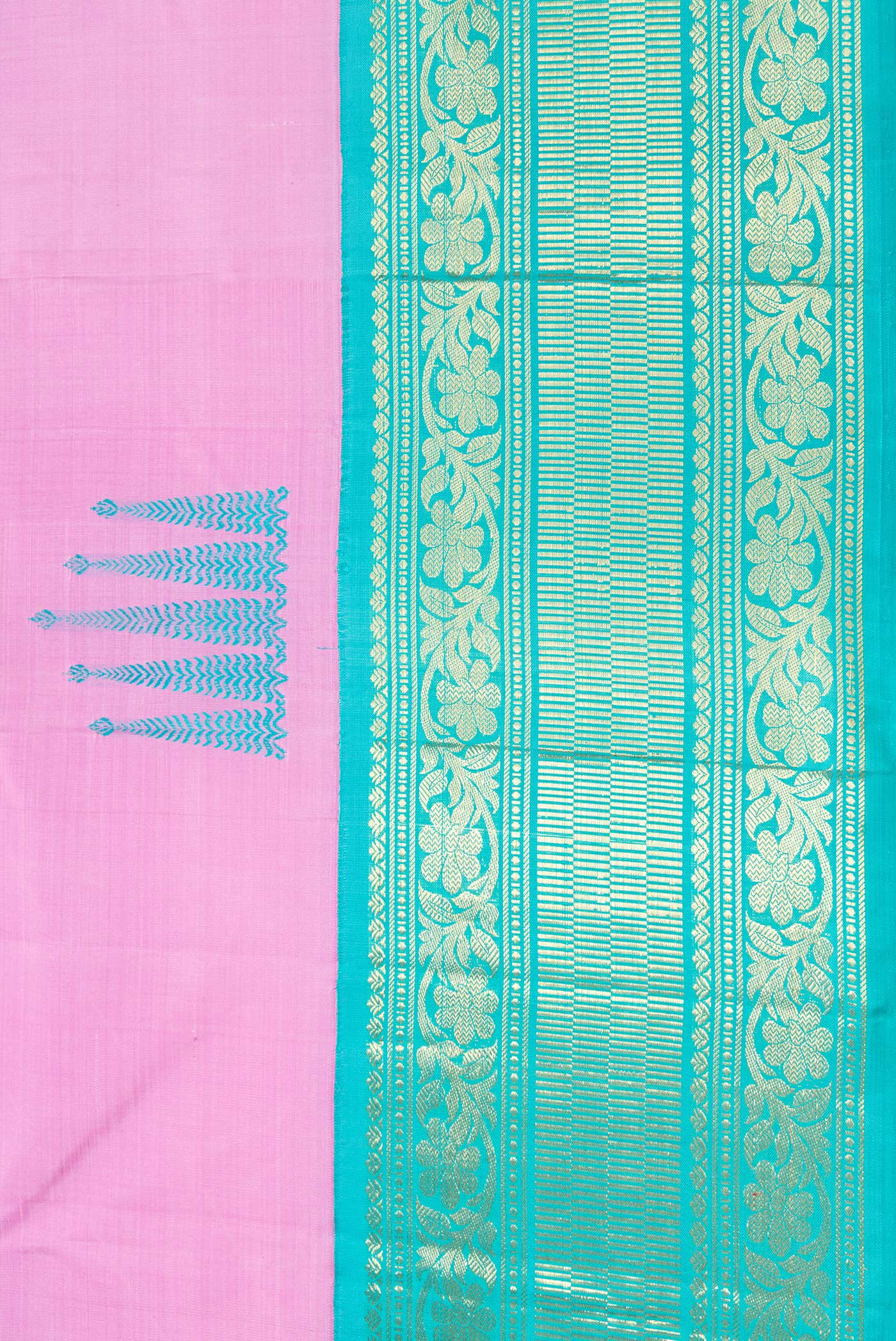 Pure Silk Pure Zari Rose pink Kanjivaram Saree - Image 3