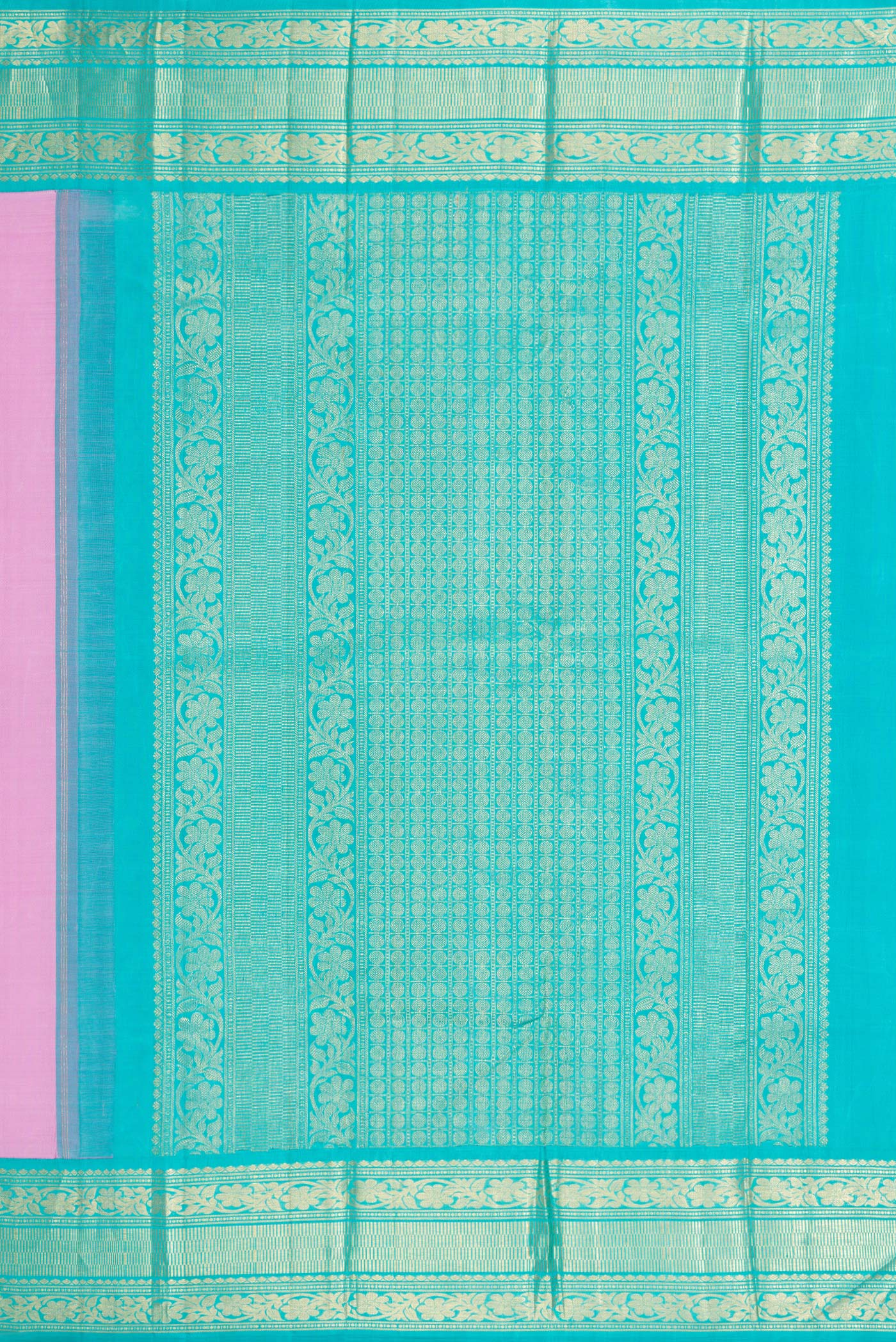 Pure Silk Pure Zari Rose pink Kanjivaram Saree - Image 7