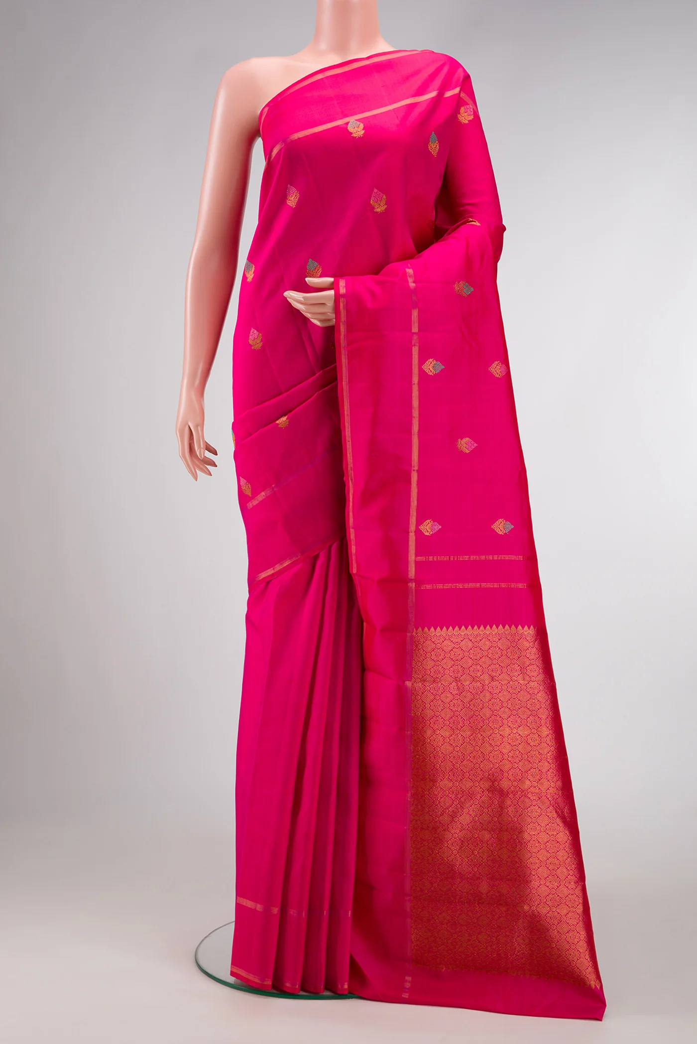 Pure Silk Pure Zari Pink Kanjivaram Saree