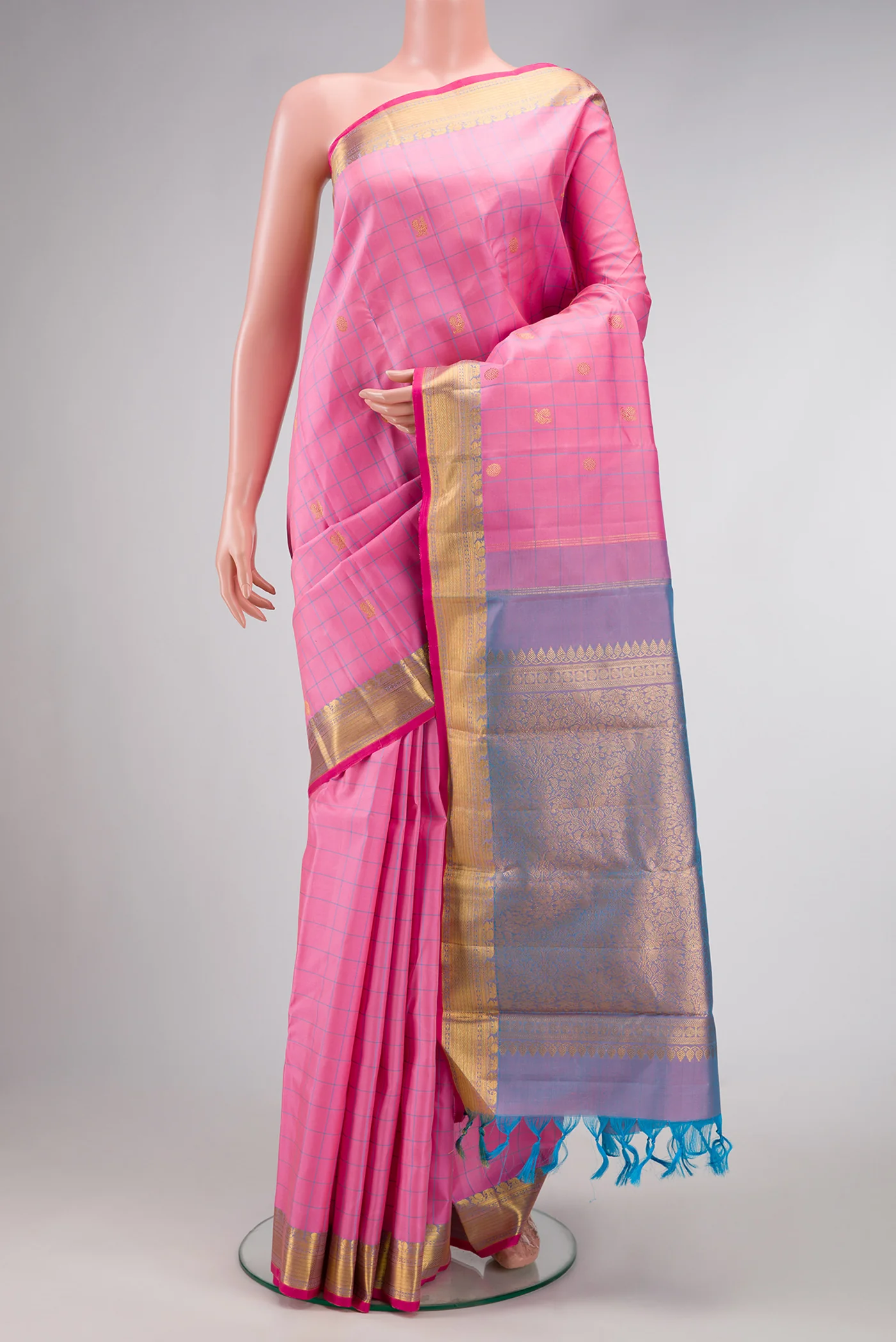 Rose pink Kanjivaram Silk Saree