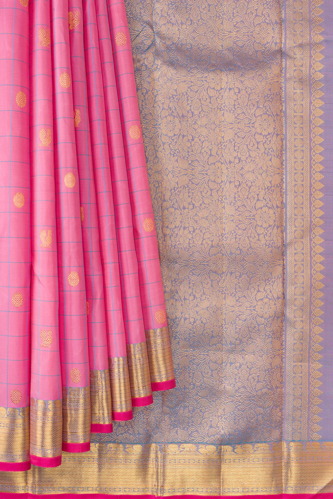 Rose pink Kanjivaram Silk Saree - Image 4