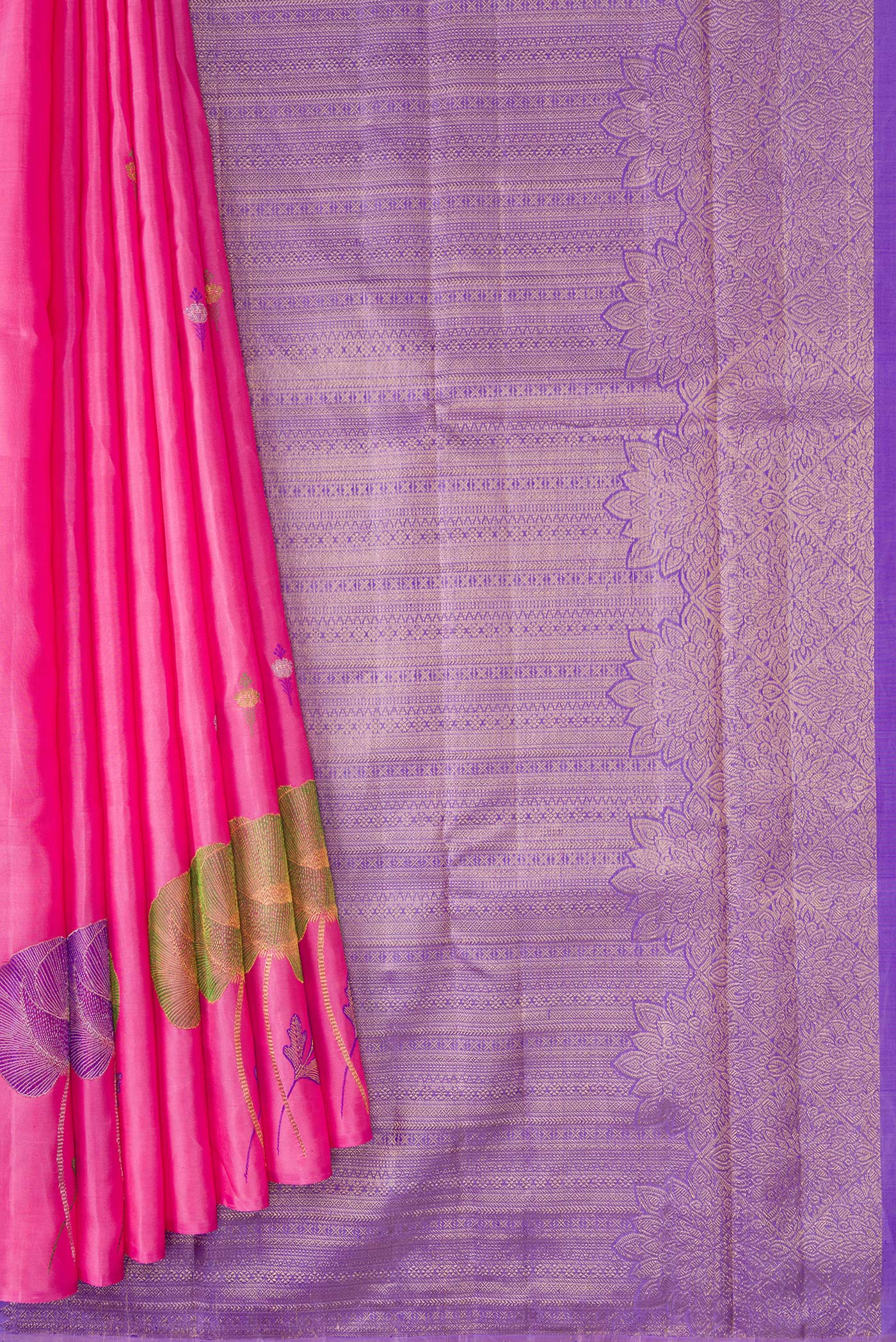Pure Silk Pure Zari Pink Kanjivaram Saree - Image 4