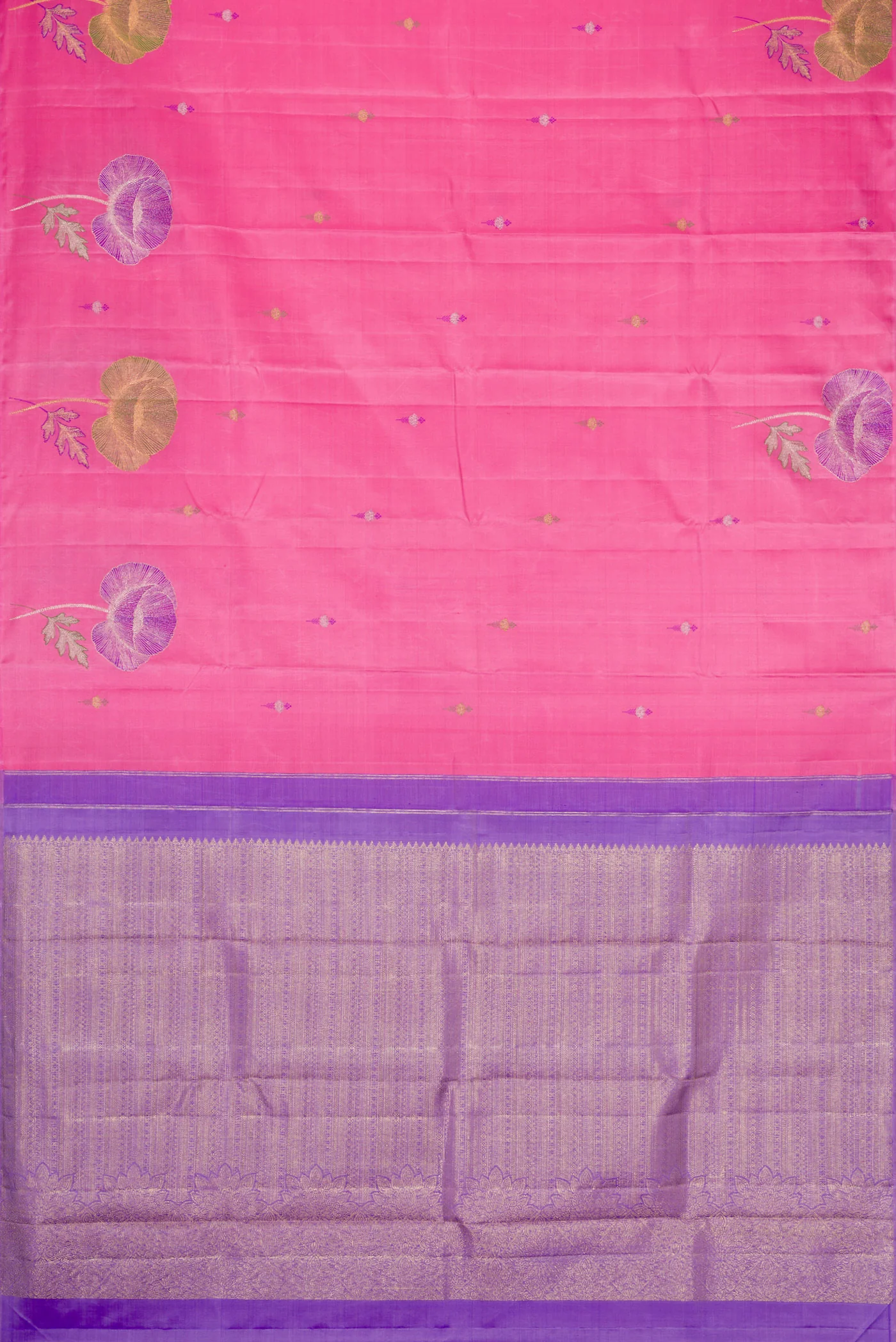 Pure Silk Pure Zari Pink Kanjivaram Saree - Image 6