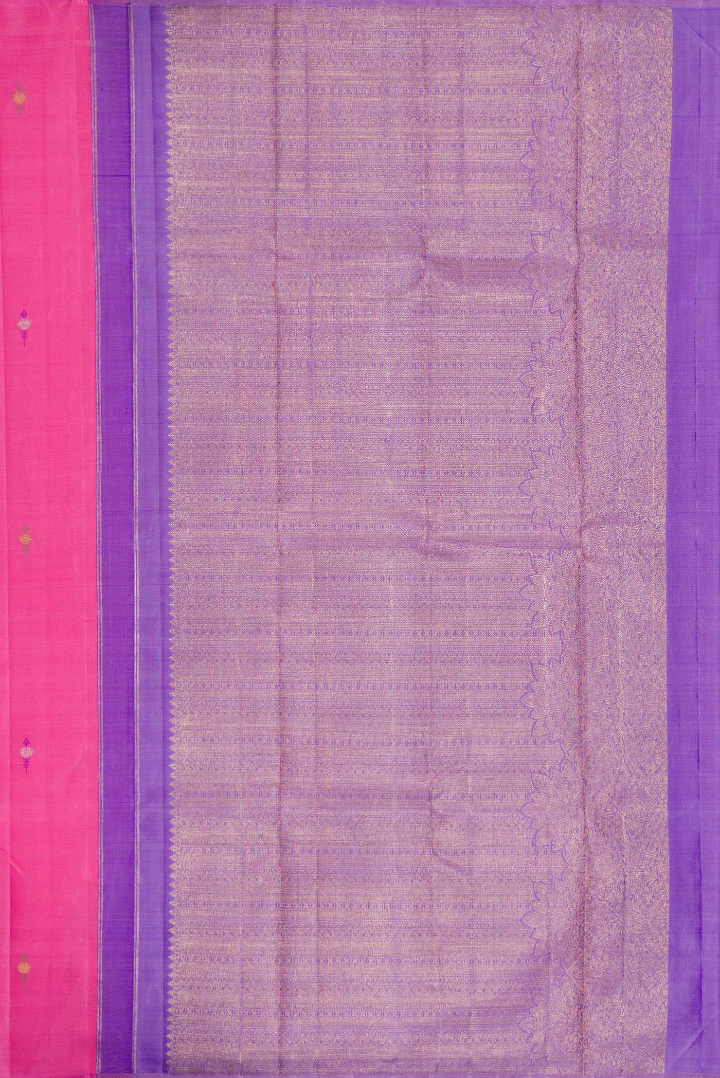 Pure Silk Pure Zari Pink Kanjivaram Saree - Image 7