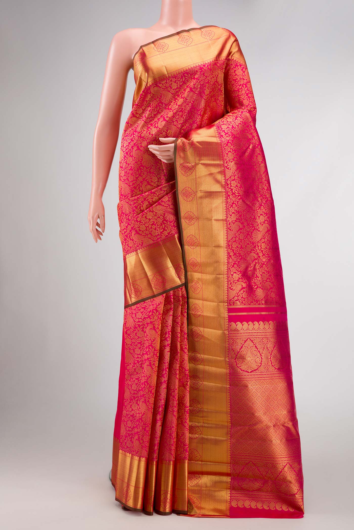 Pure Silk Pure Zari Pink Dual Tone Kanjivaram Saree