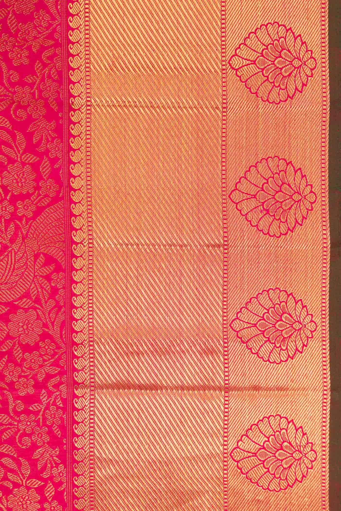 Pure Silk Pure Zari Pink Dual Tone Kanjivaram Saree - Image 3