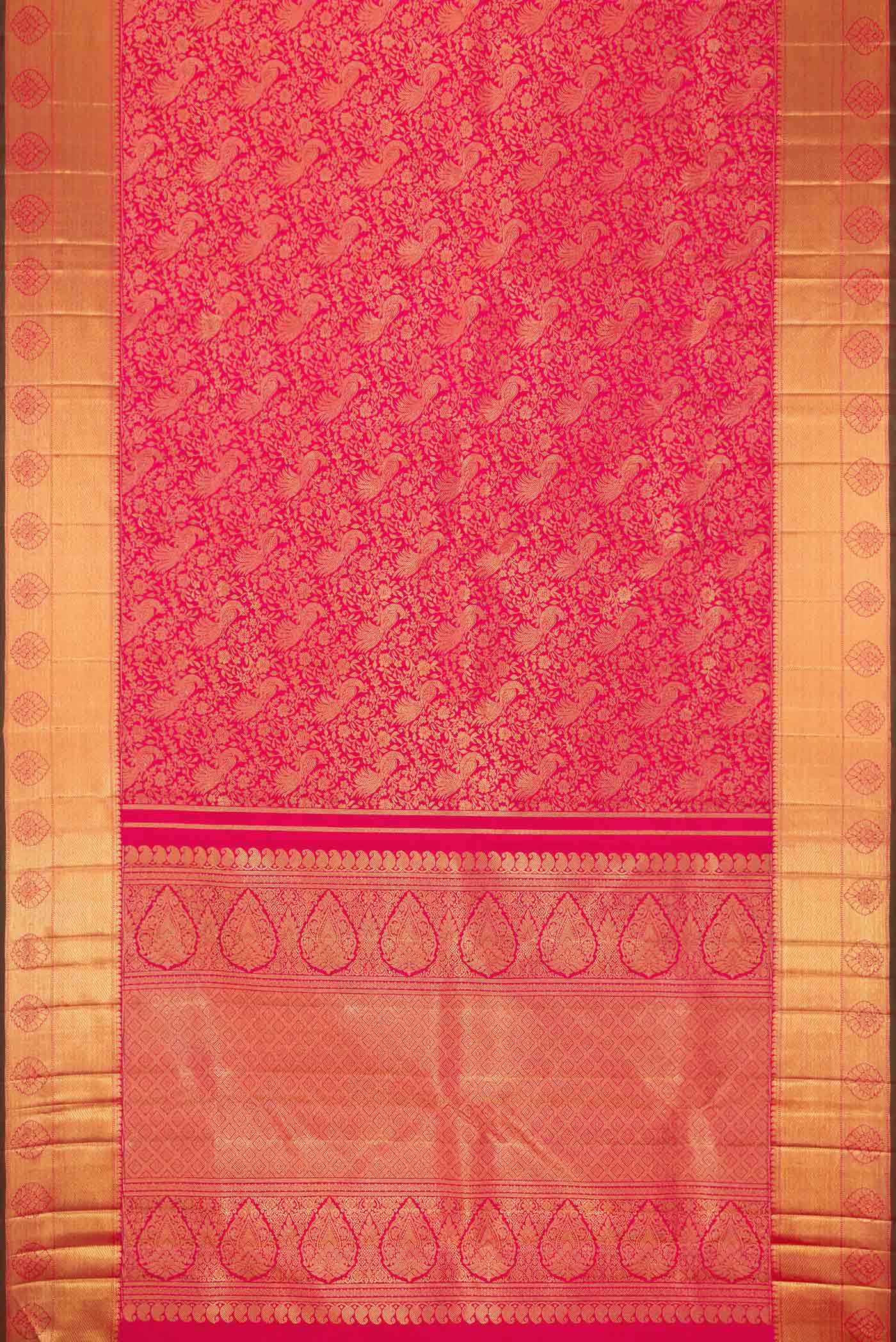 Pure Silk Pure Zari Pink Dual Tone Kanjivaram Saree - Image 6