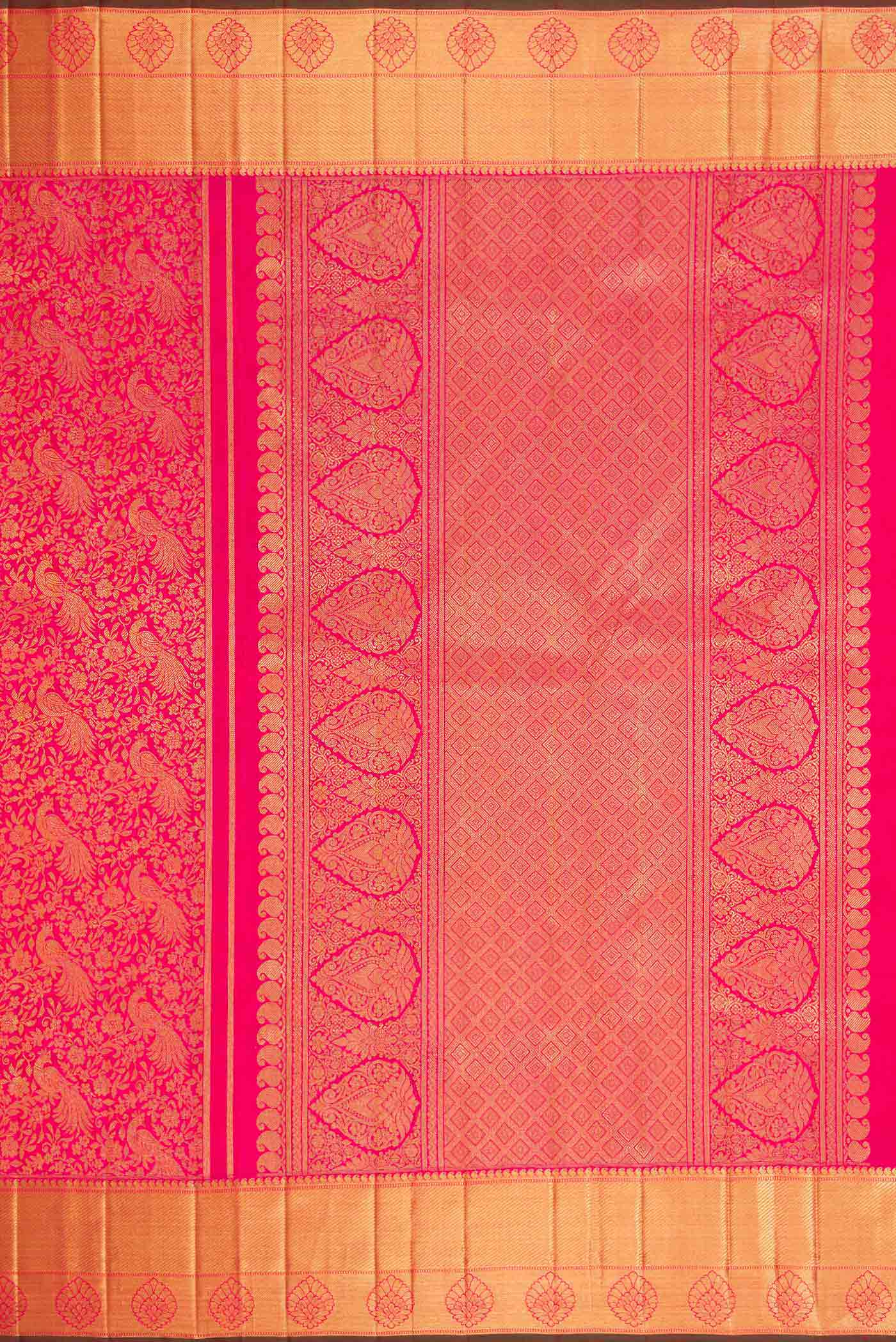 Pure Silk Pure Zari Pink Dual Tone Kanjivaram Saree - Image 7