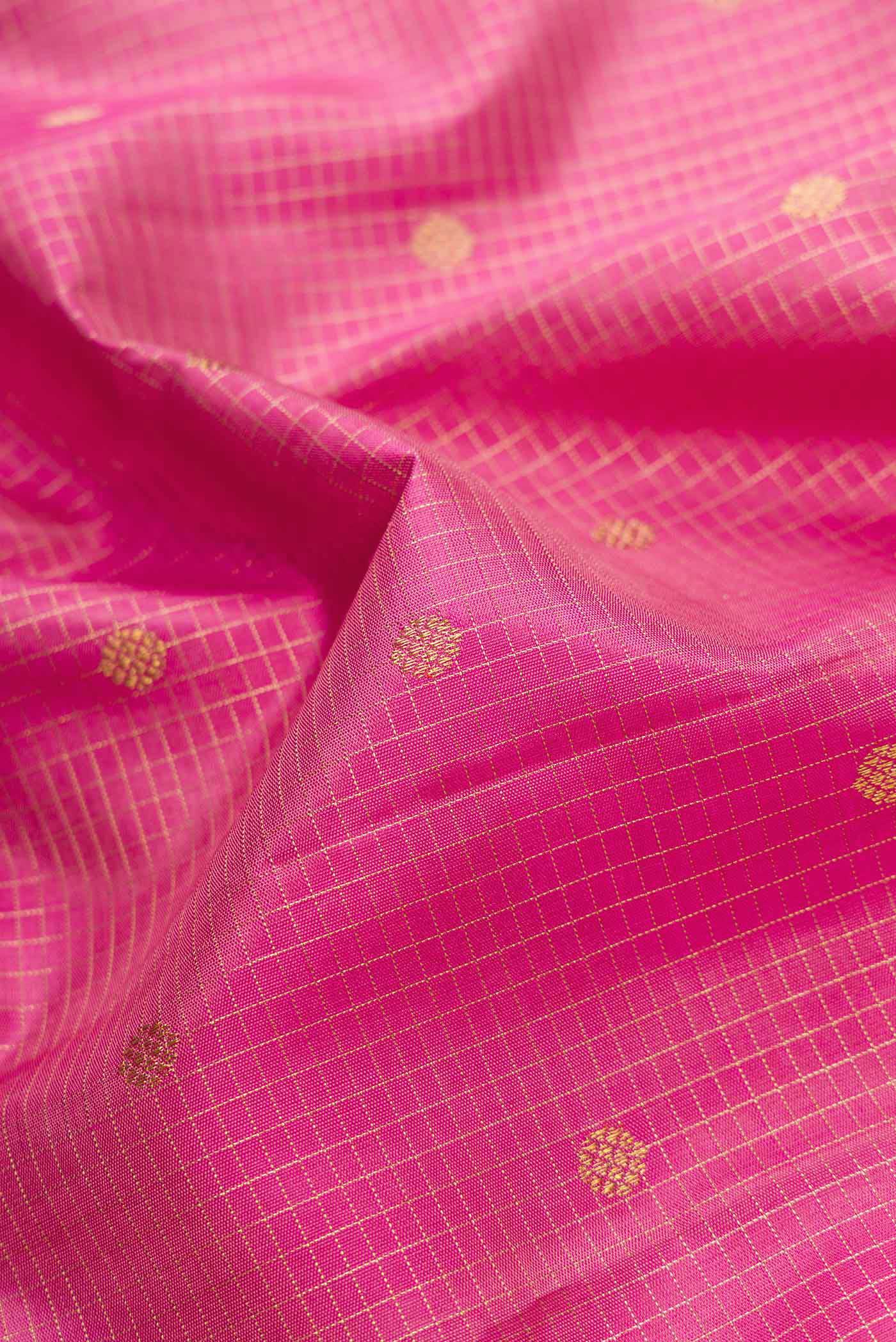 Pure Silk Pure Zari Pink Kanjivaram Saree - Image 2