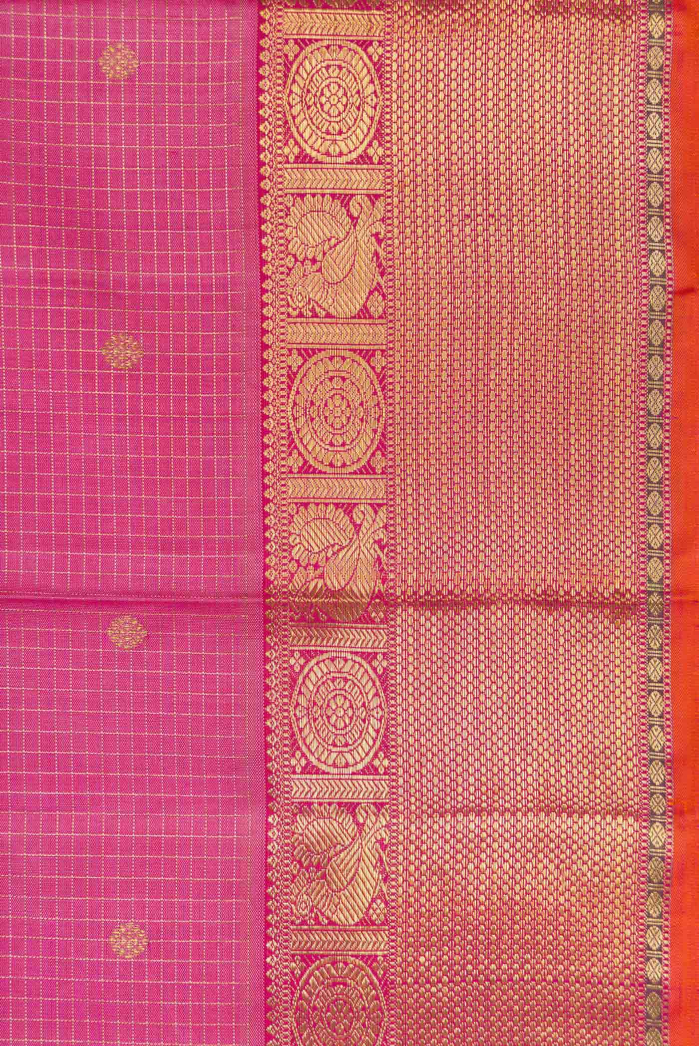 Pure Silk Pure Zari Pink Kanjivaram Saree - Image 3