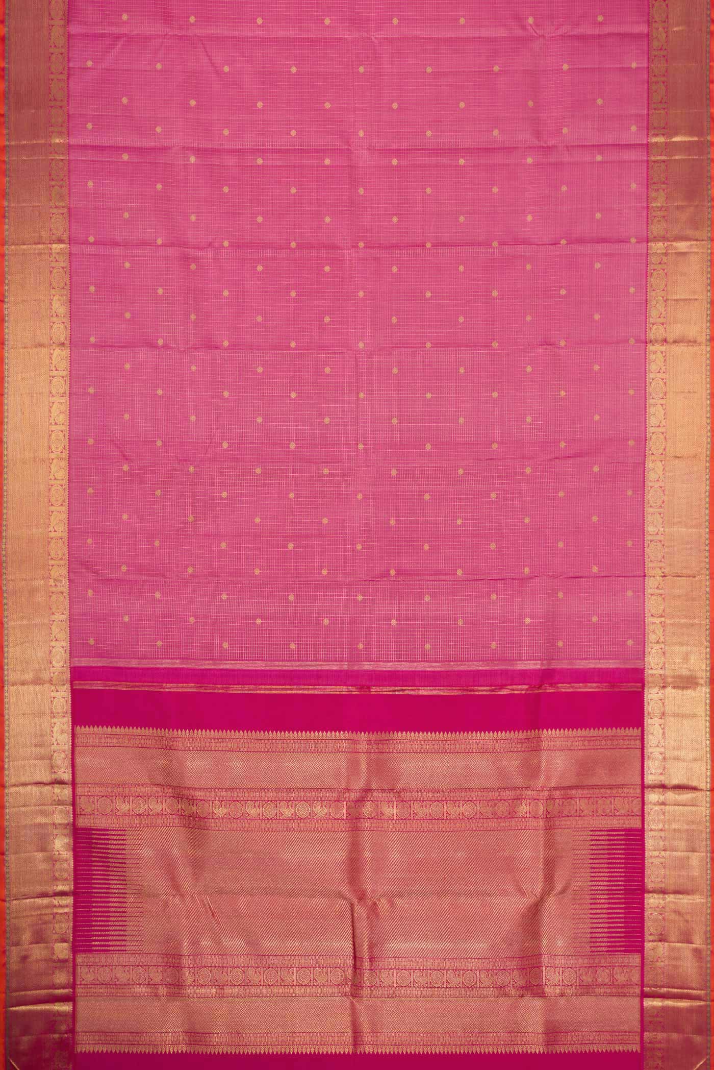Pure Silk Pure Zari Pink Kanjivaram Saree - Image 6