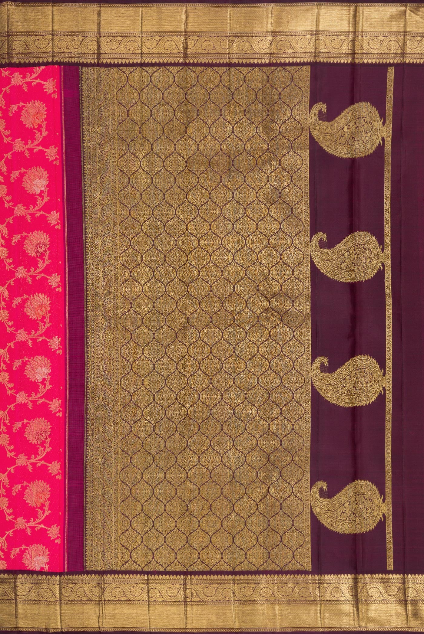 Pure Silk Pure Zari Pink Kanjivaram Saree - Image 7