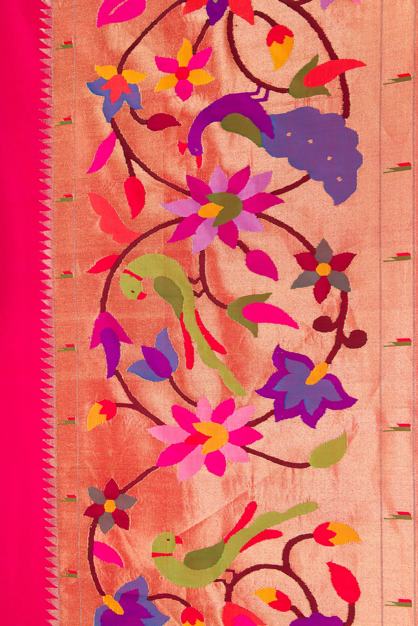 Pure Silk Pure Zari Pink Paithani Saree - Image 3