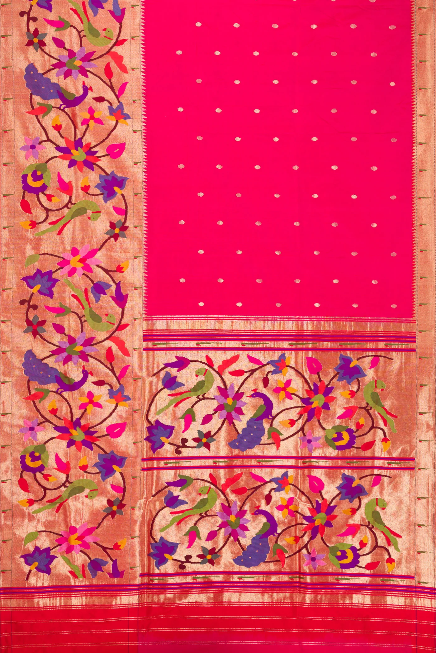 Pure Silk Pure Zari Pink Paithani Saree - Image 6