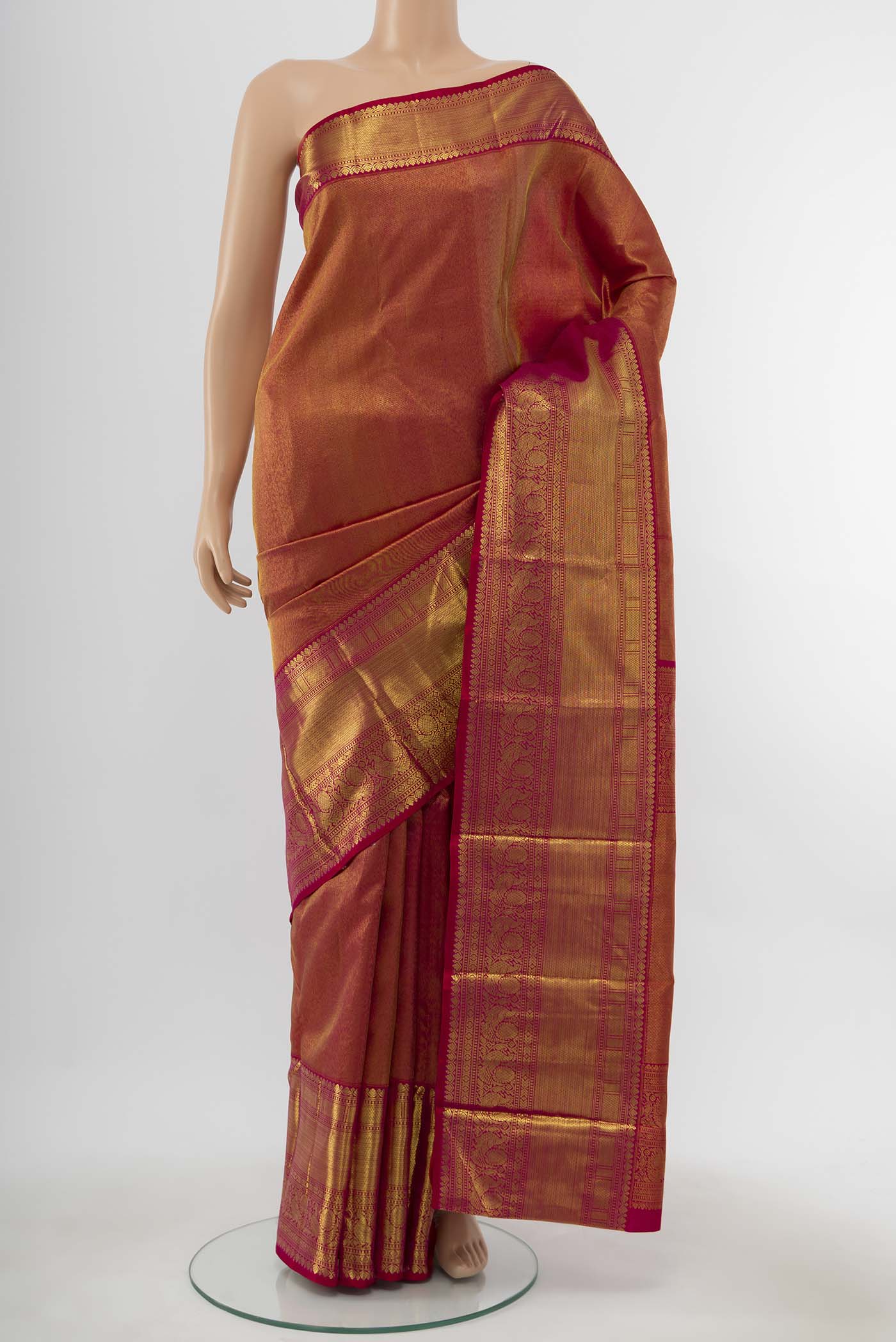Pure Silk Pure Zari Pink Kanjivaram Saree
