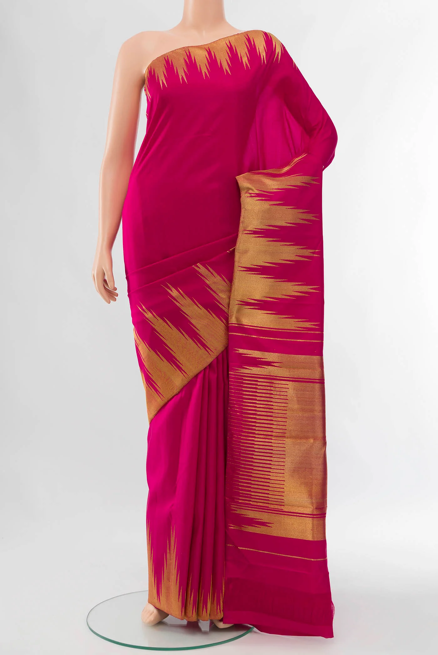 Pure Silk Pure Zari Pink Kanchipuram Saree