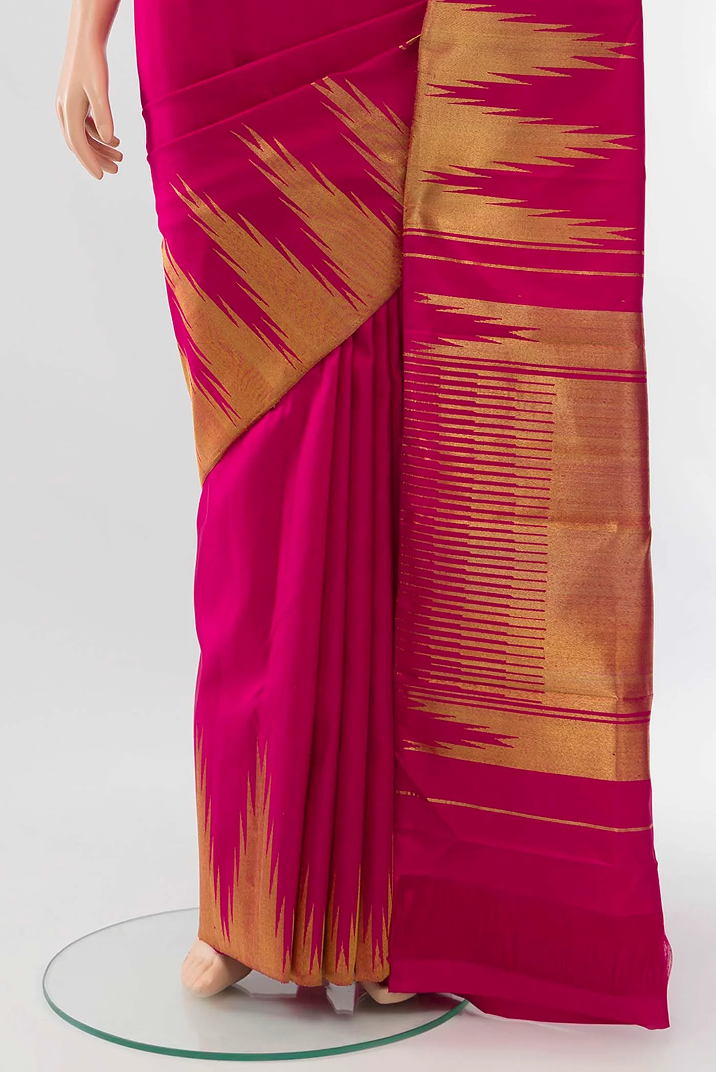 Pure Silk Pure Zari Pink Kanchipuram Saree - Image 3