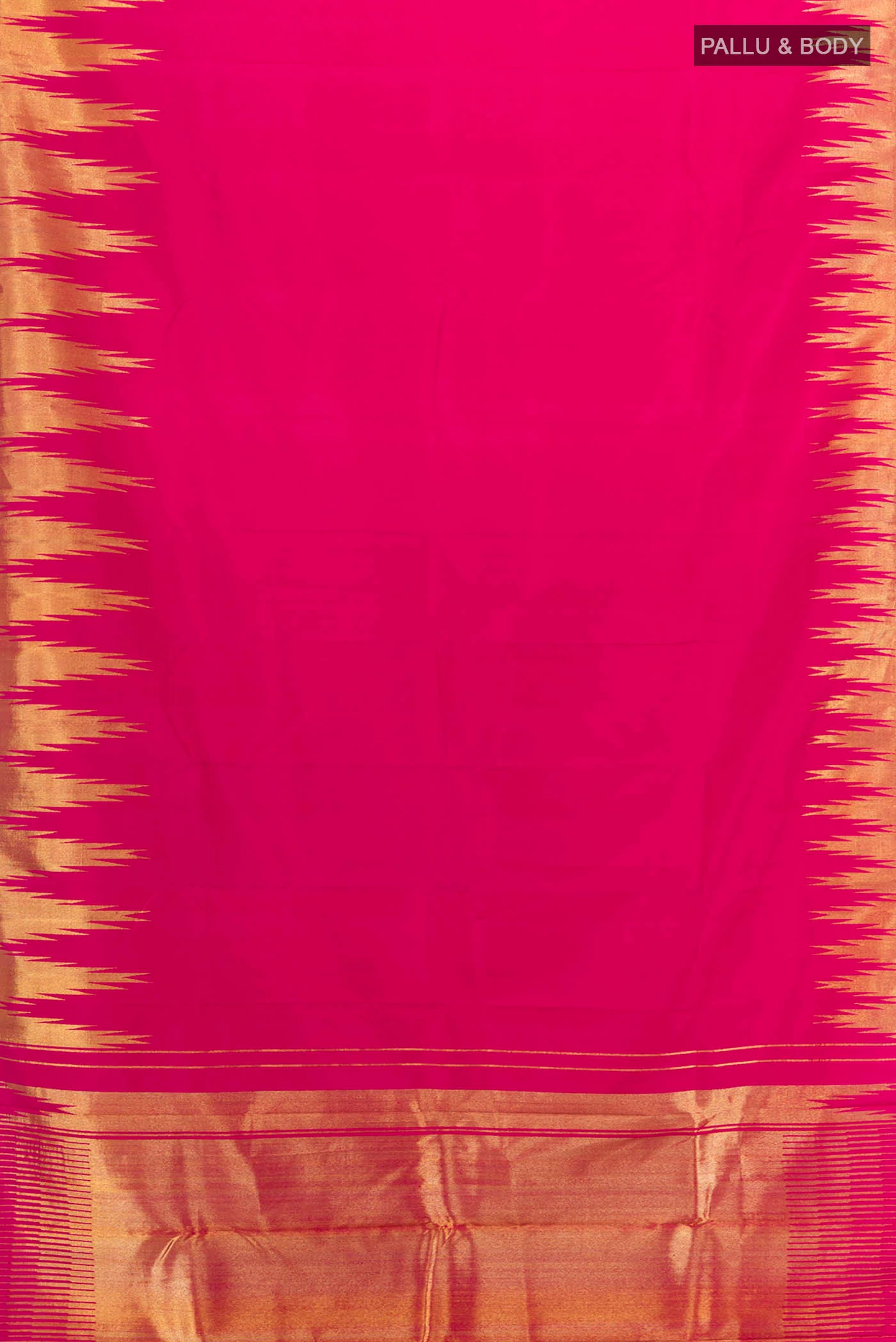 Pure Silk Pure Zari Pink Kanchipuram Saree - Image 5