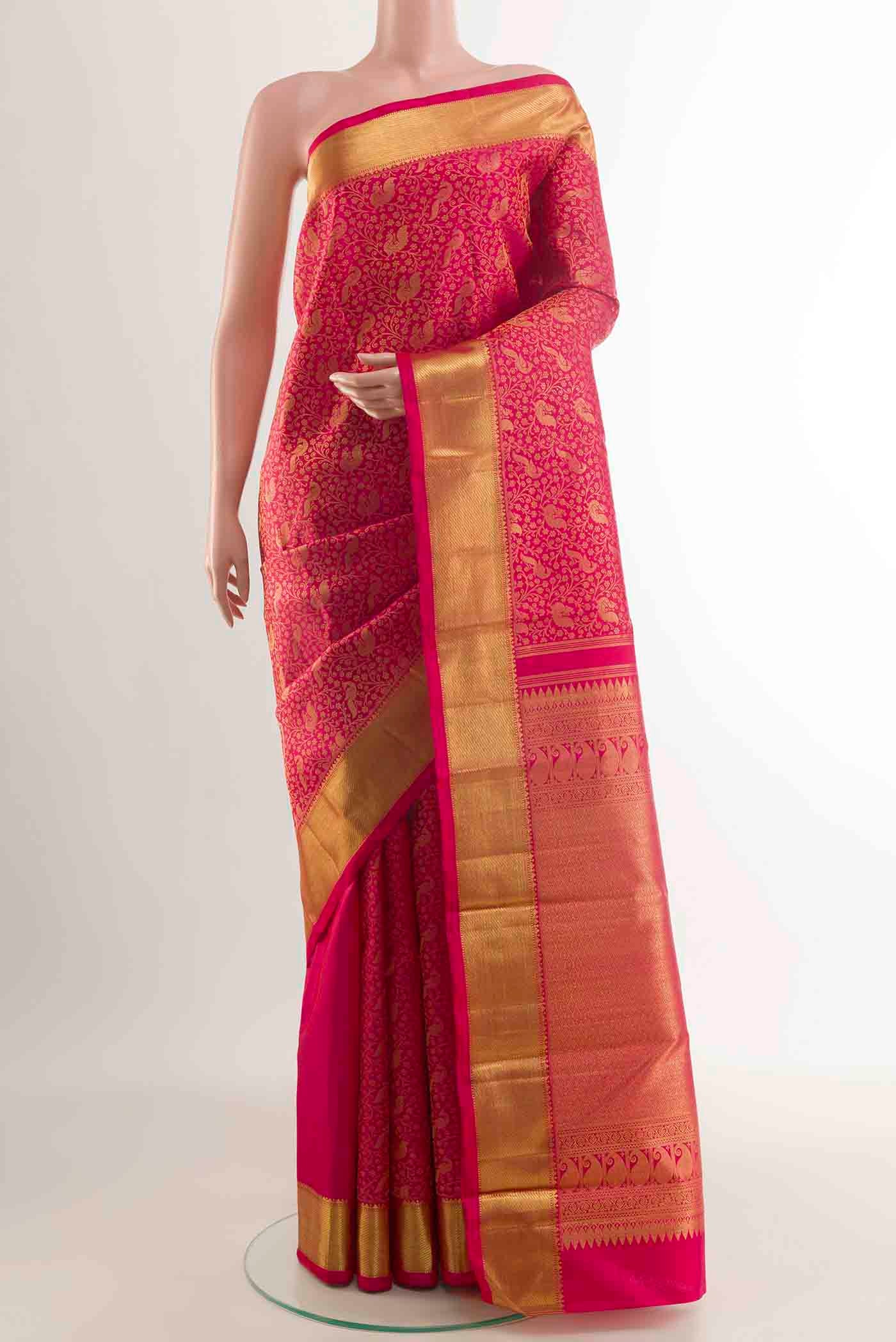 Pure Silk Pure Zari Pink Kanjivaram Saree