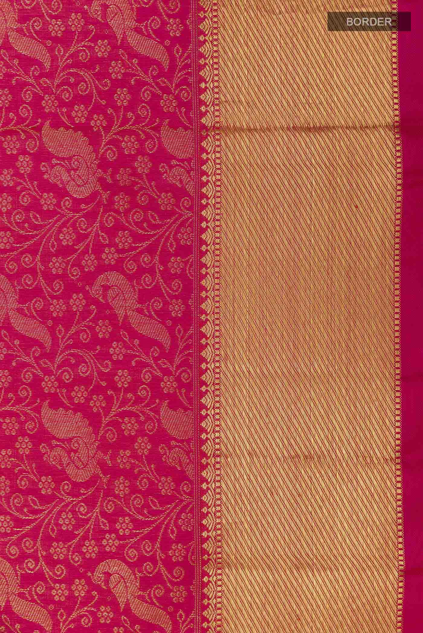 Pure Silk Pure Zari Pink Kanjivaram Saree - Image 3