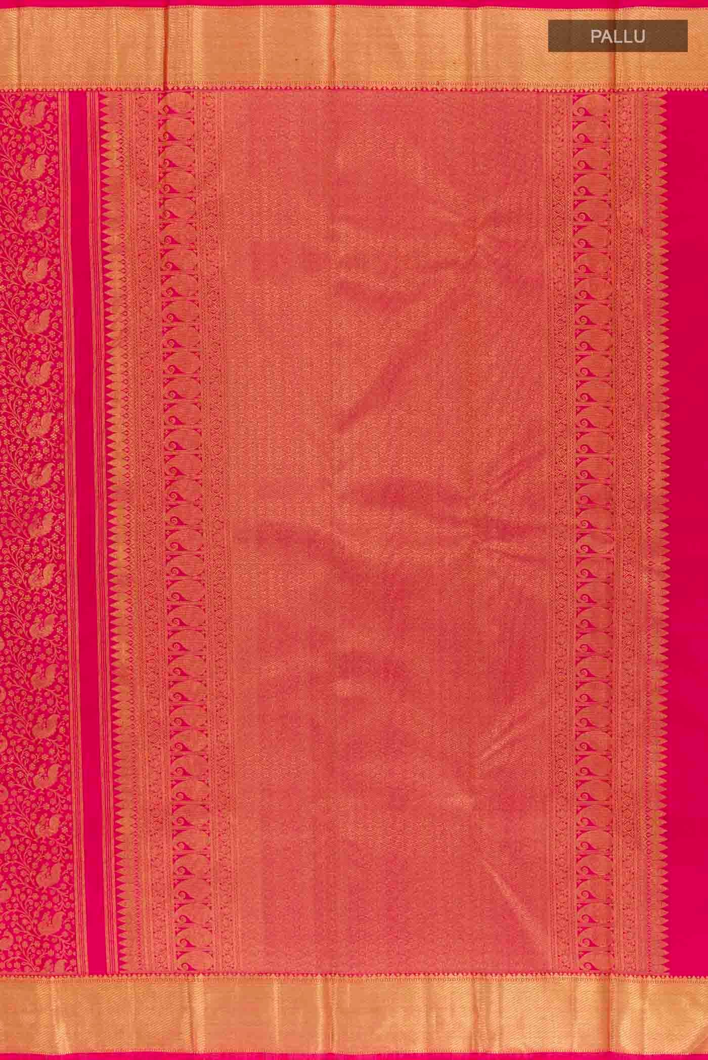 Pure Silk Pure Zari Pink Kanjivaram Saree - Image 7