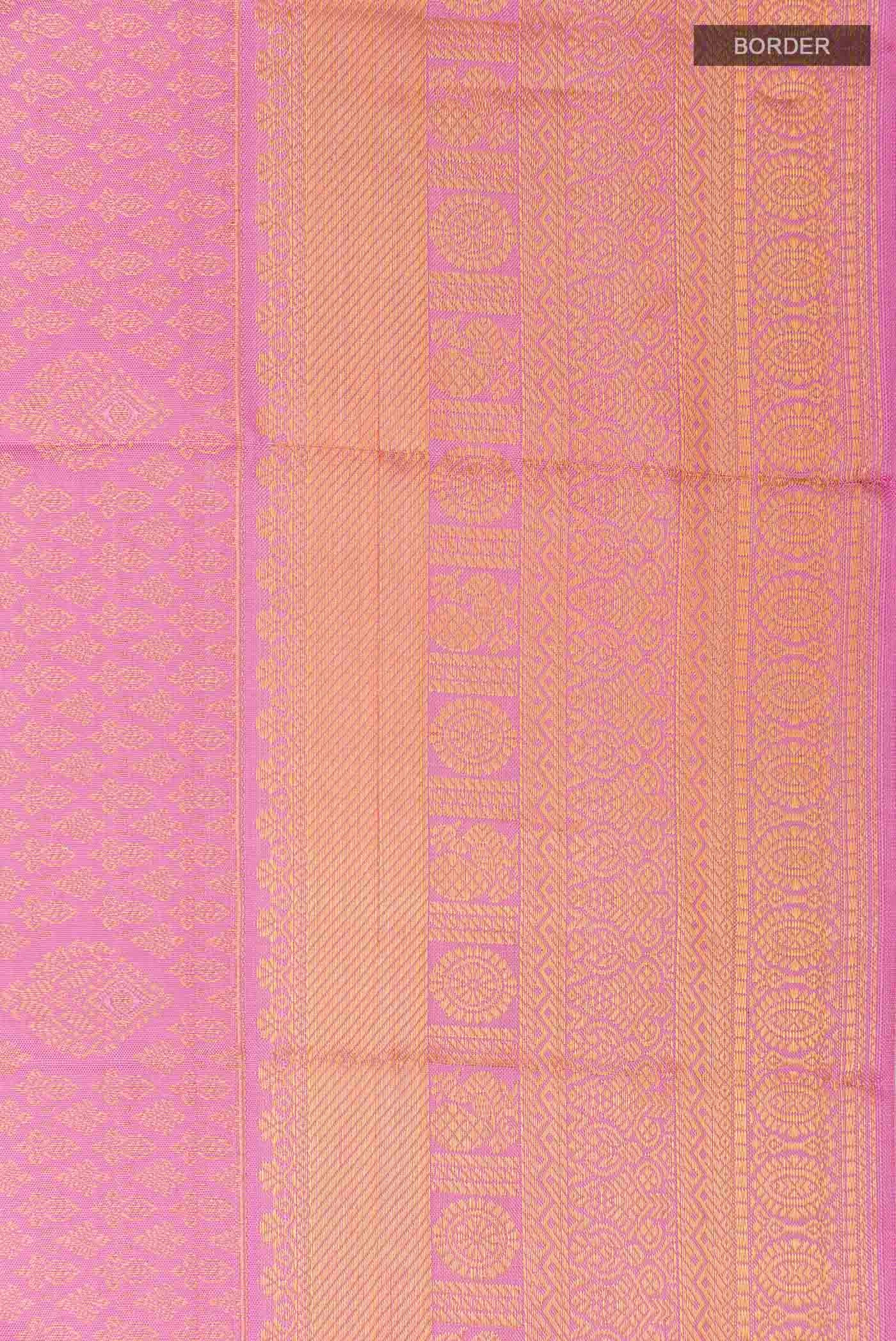 Pure Silk Pure Zari Pink Kanjivaram Saree - Image 3