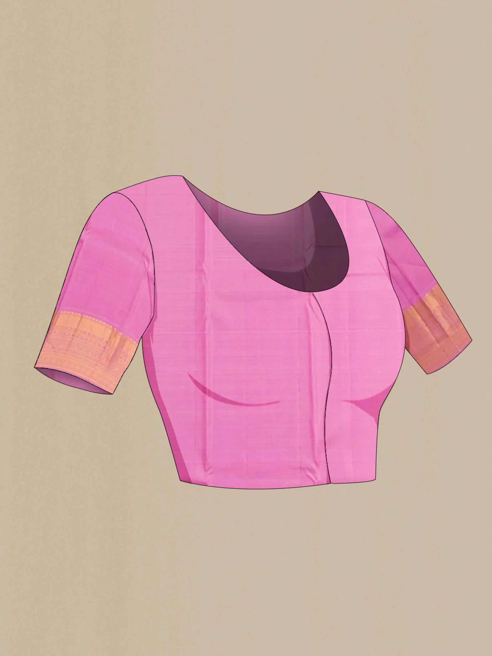 Pure Silk Pure Zari Pink Kanjivaram Saree - Image 5