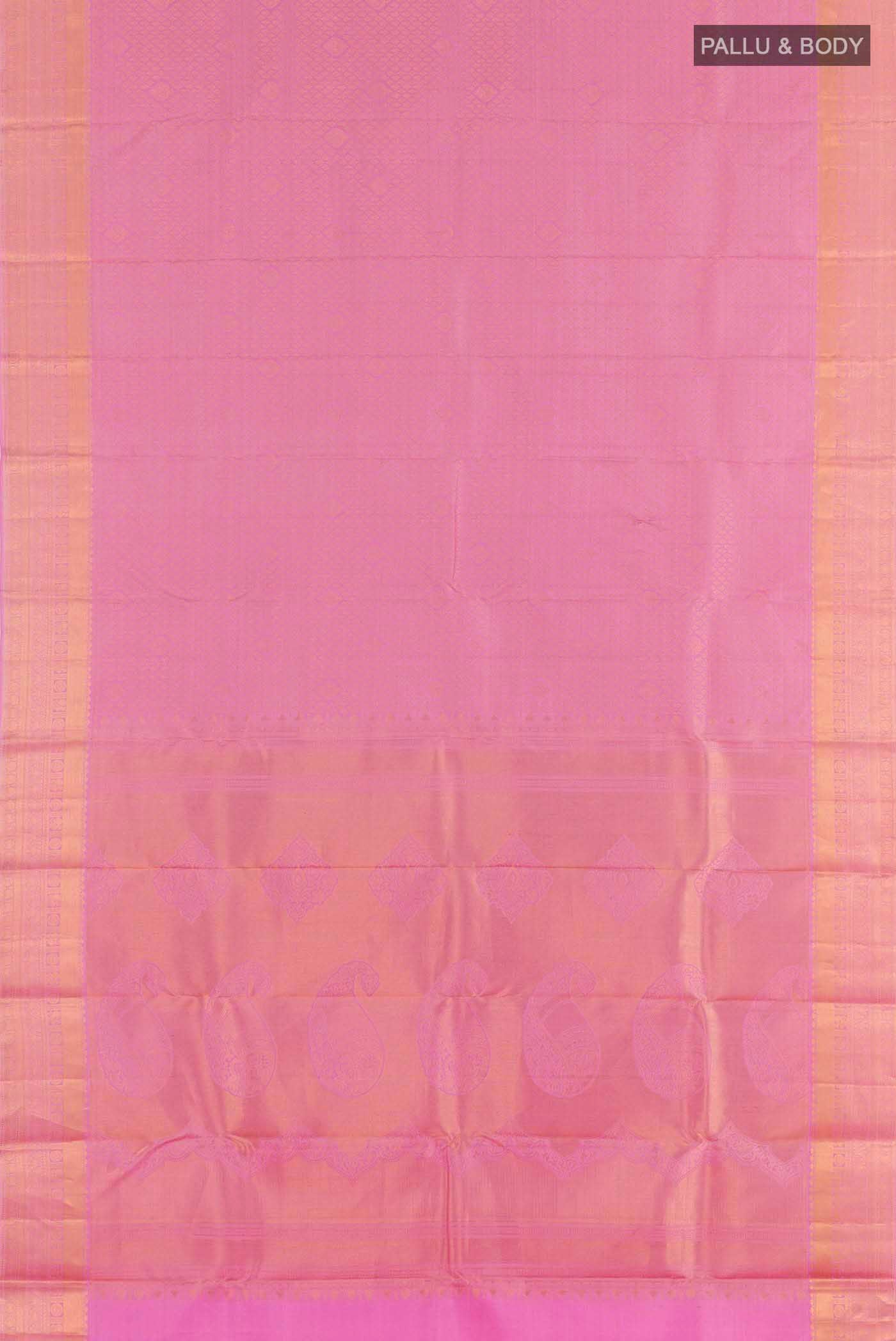 Pure Silk Pure Zari Pink Kanjivaram Saree - Image 6