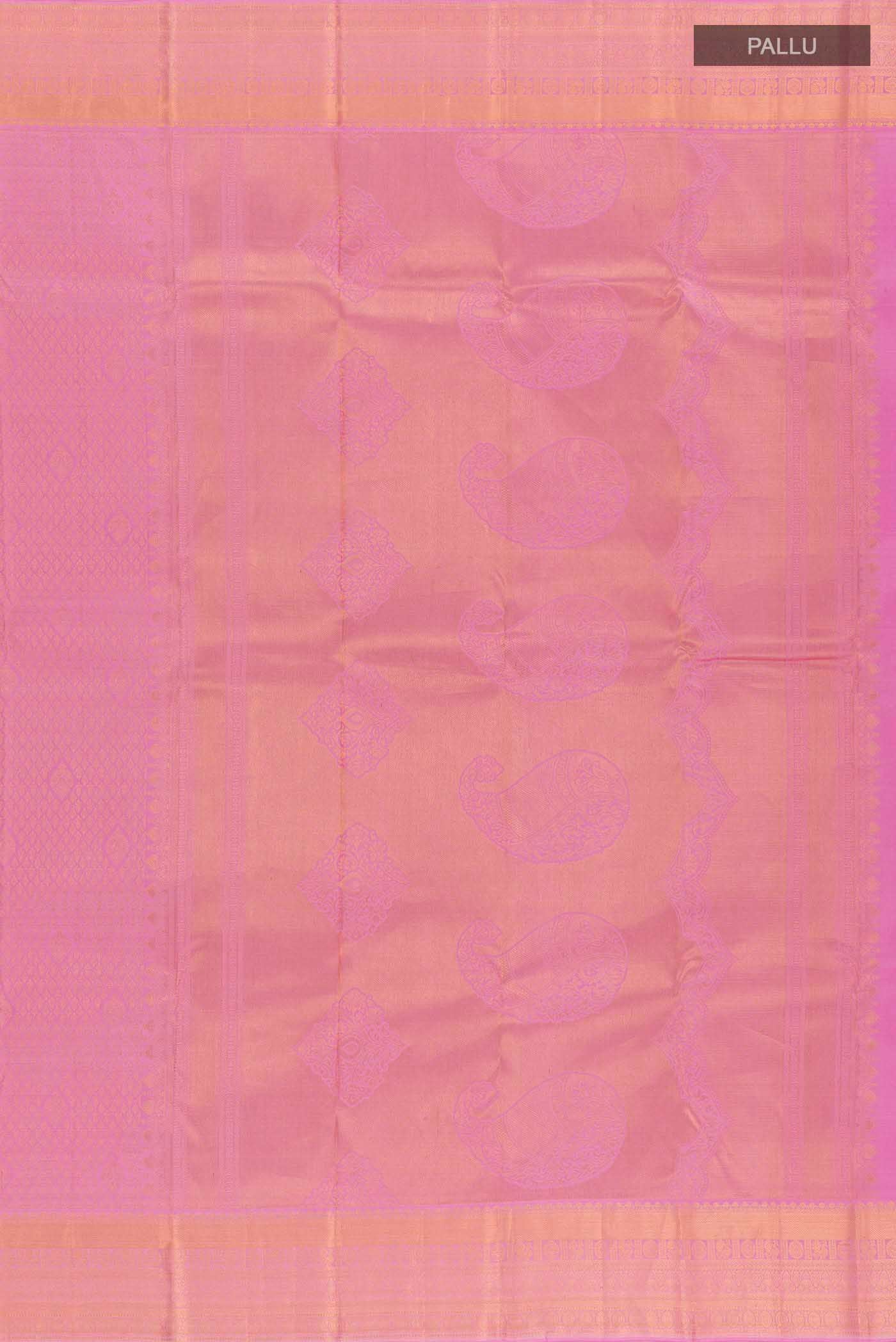 Pure Silk Pure Zari Pink Kanjivaram Saree - Image 7