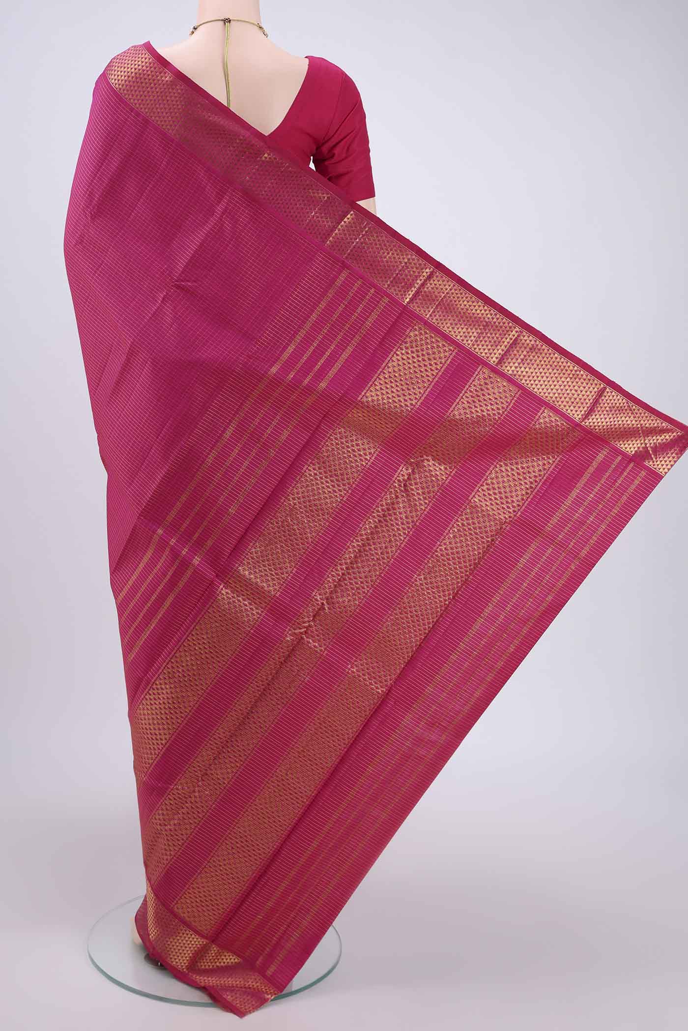 Pink Kanchipuram Silk Saree - Image 3