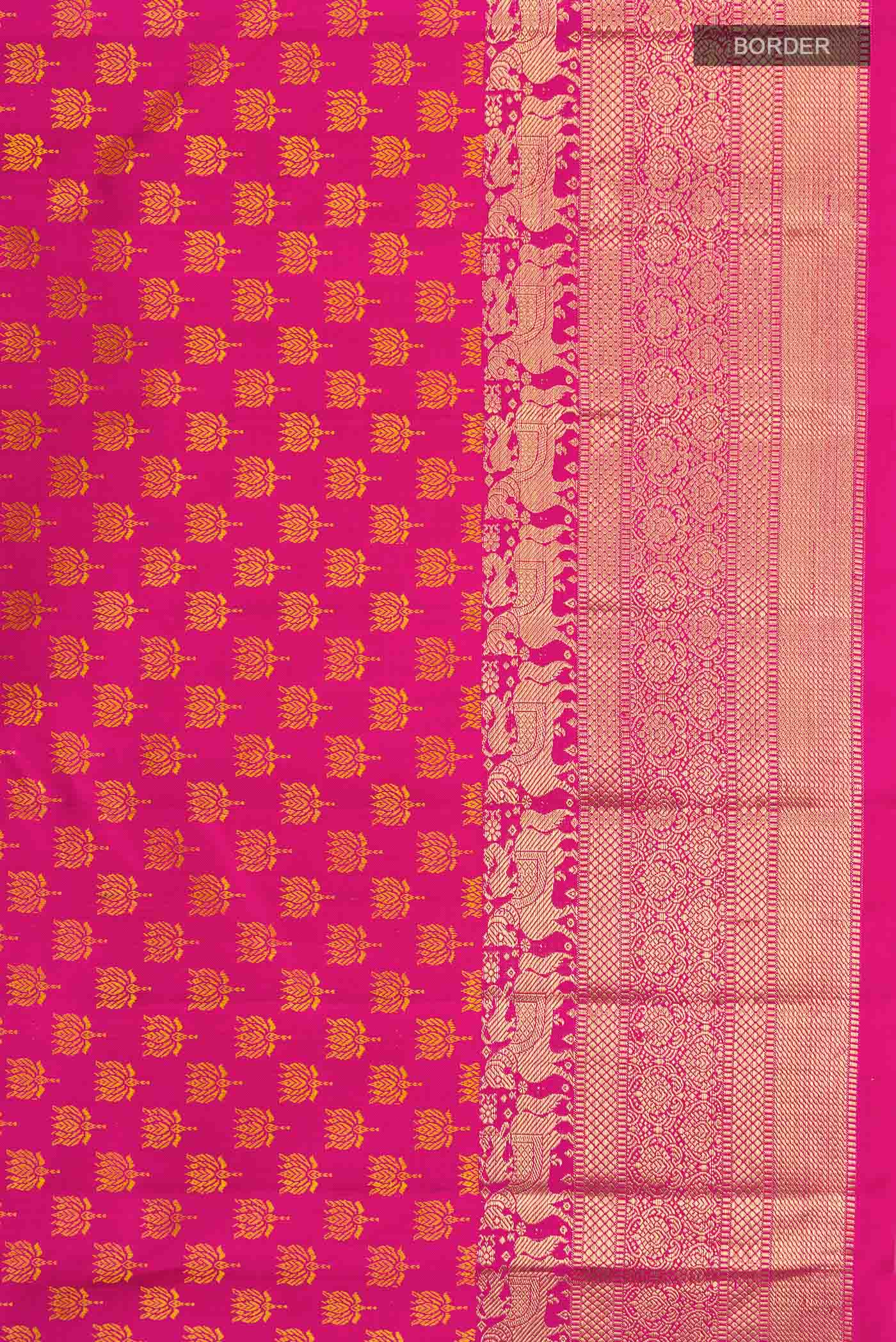 Pure Silk Pure Zari Pink Kanchipuram Saree - Image 3