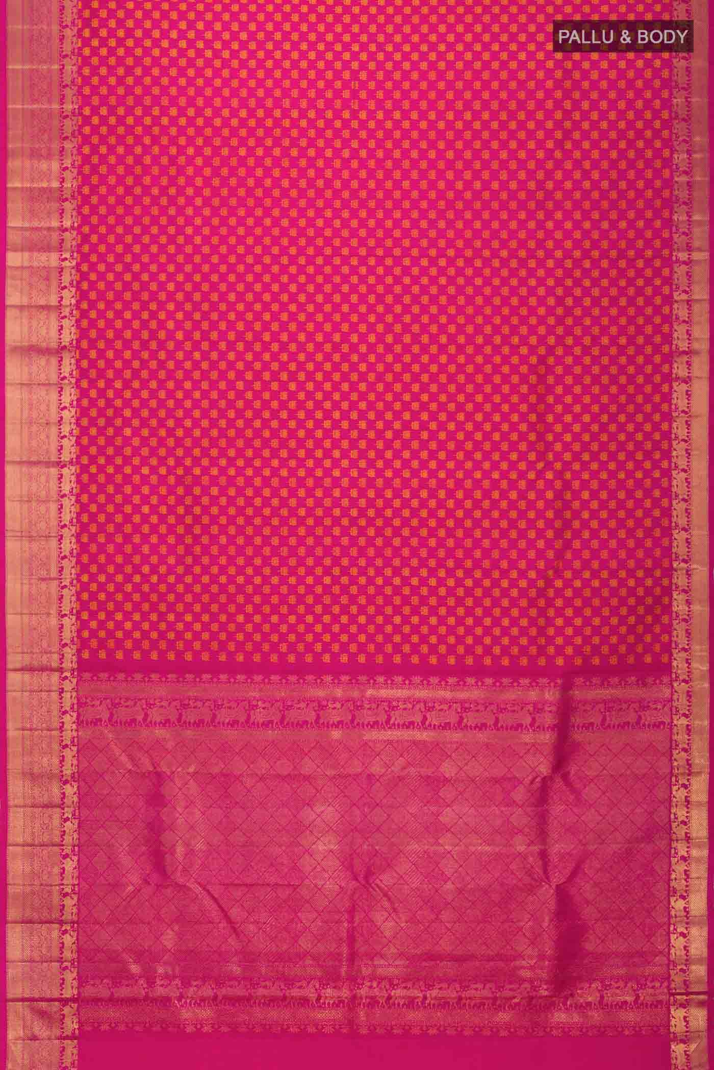 Pure Silk Pure Zari Pink Kanchipuram Saree - Image 6