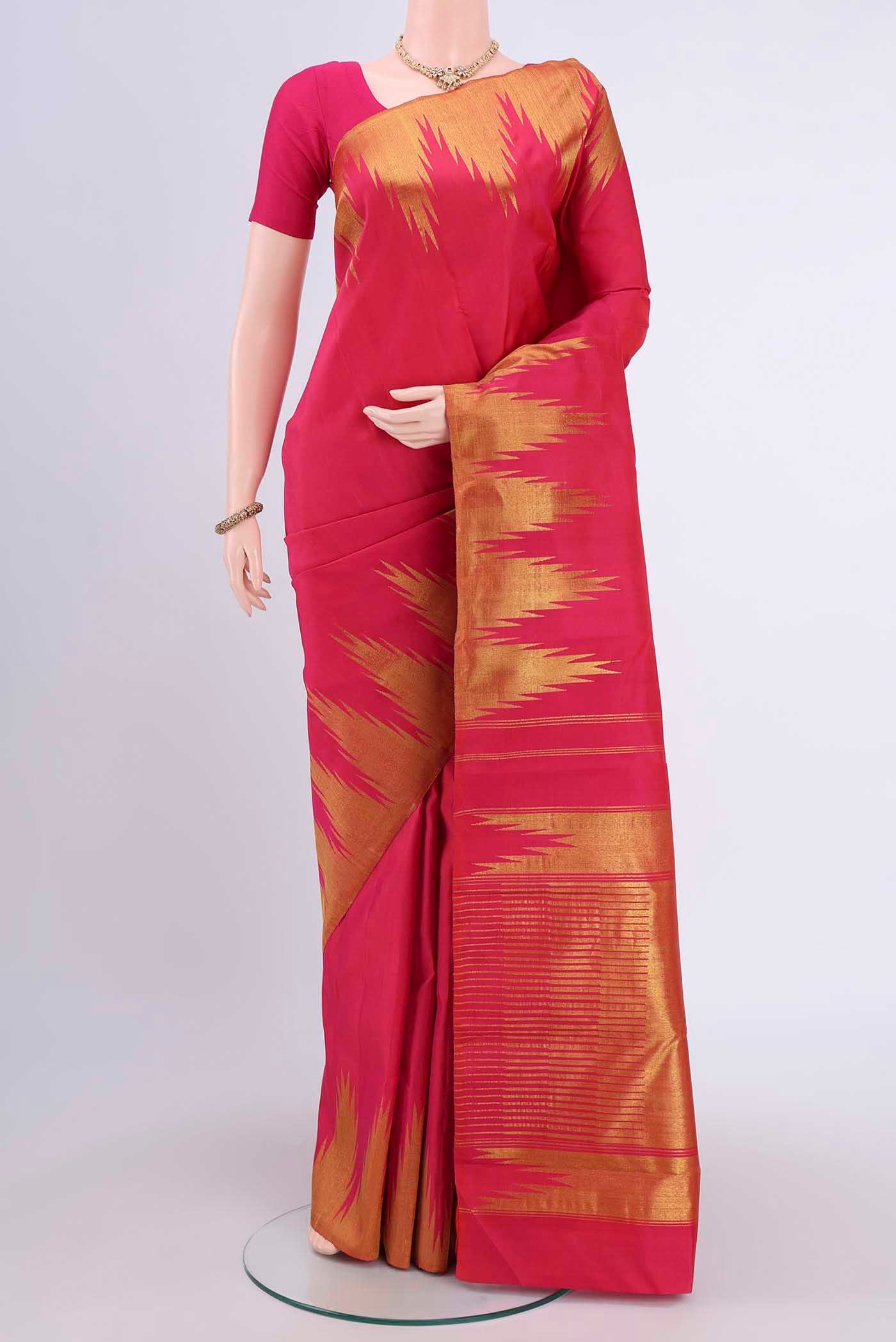 Pure Silk Pure Zari Pink Kanjivaram Saree