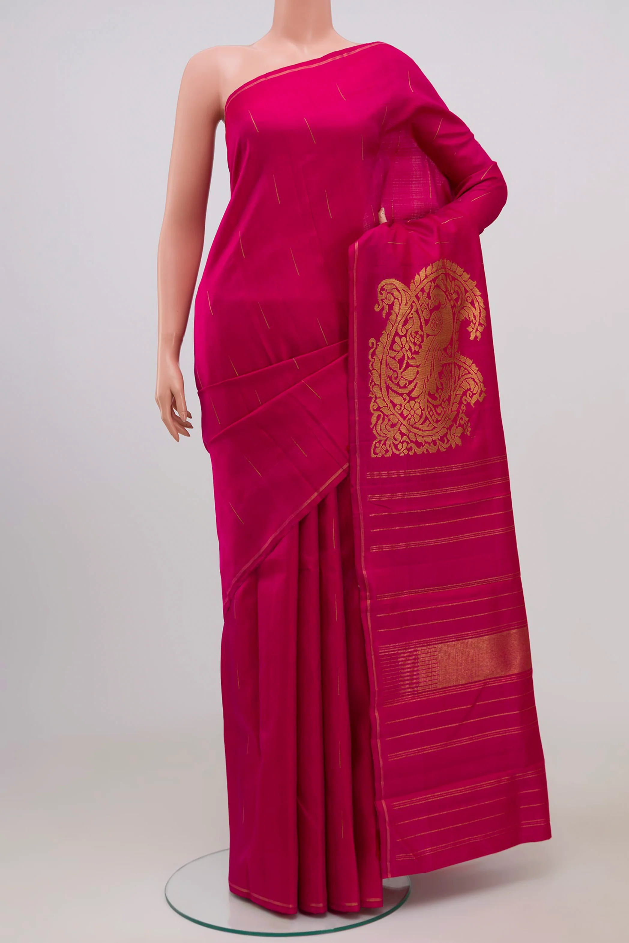 Pure Silk Pure Zari Pink Kanjivaram Saree
