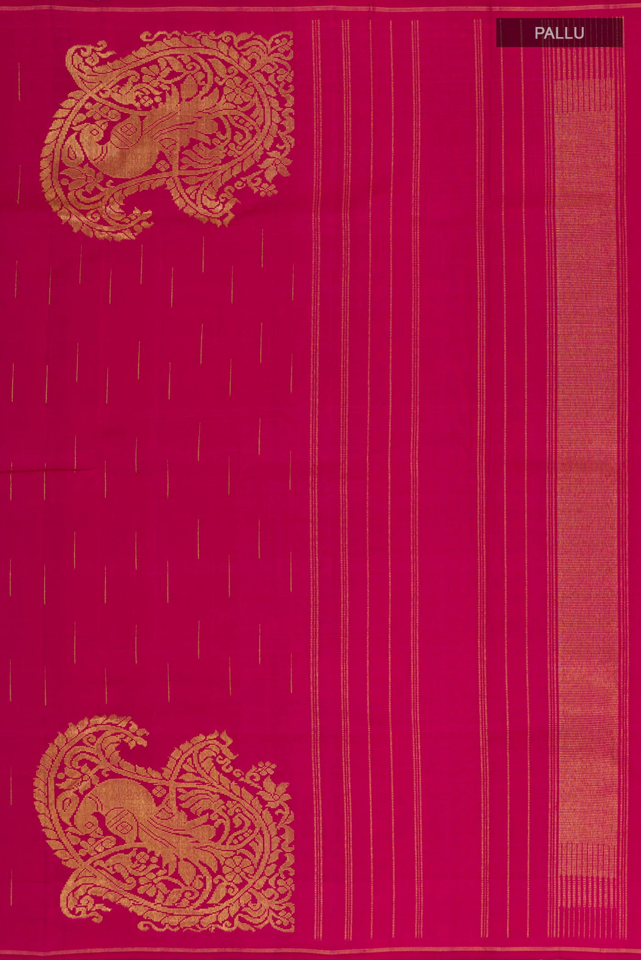 Pure Silk Pure Zari Pink Kanjivaram Saree - Image 6
