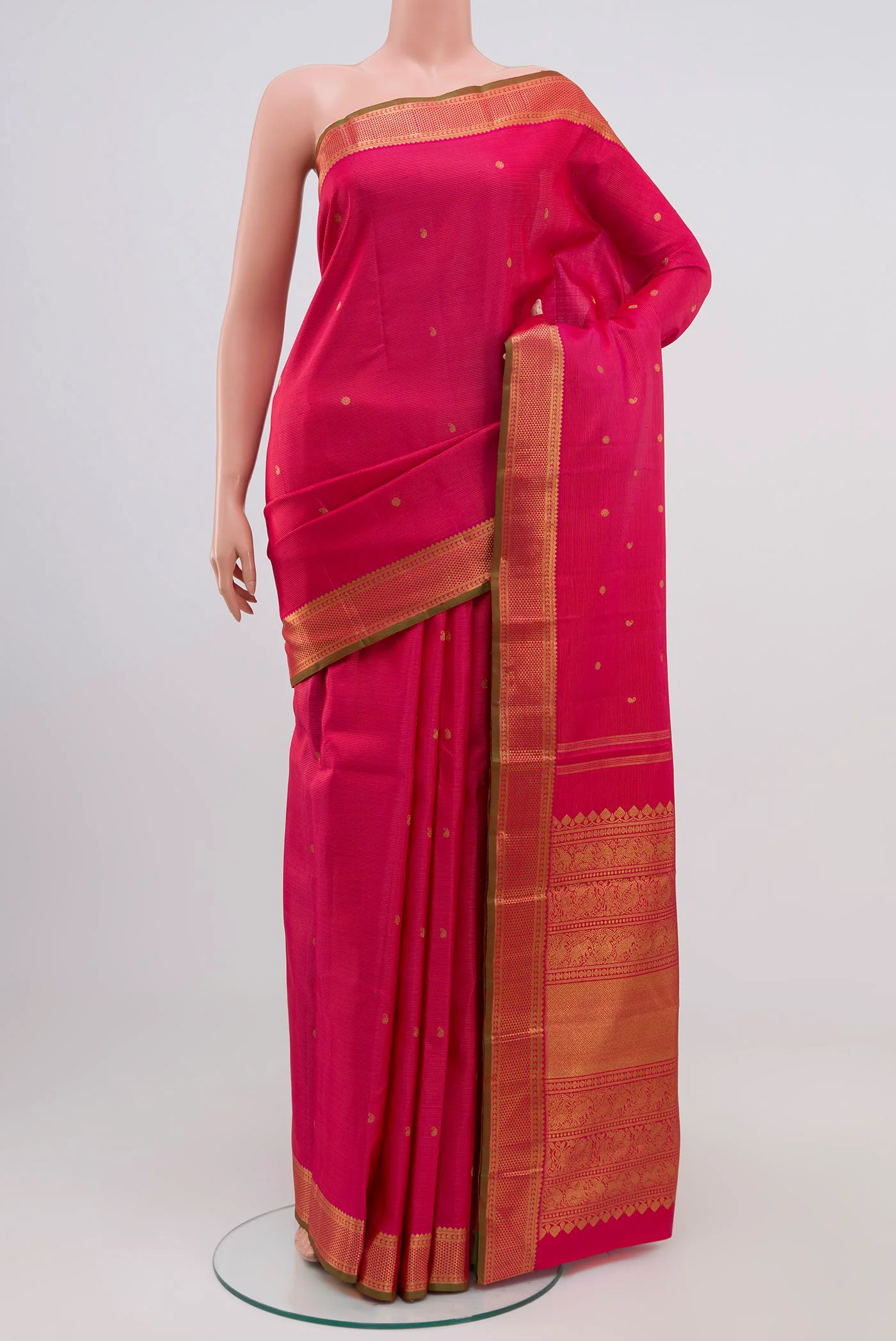 Pure Silk Pure Zari Pink Kanjivaram Saree