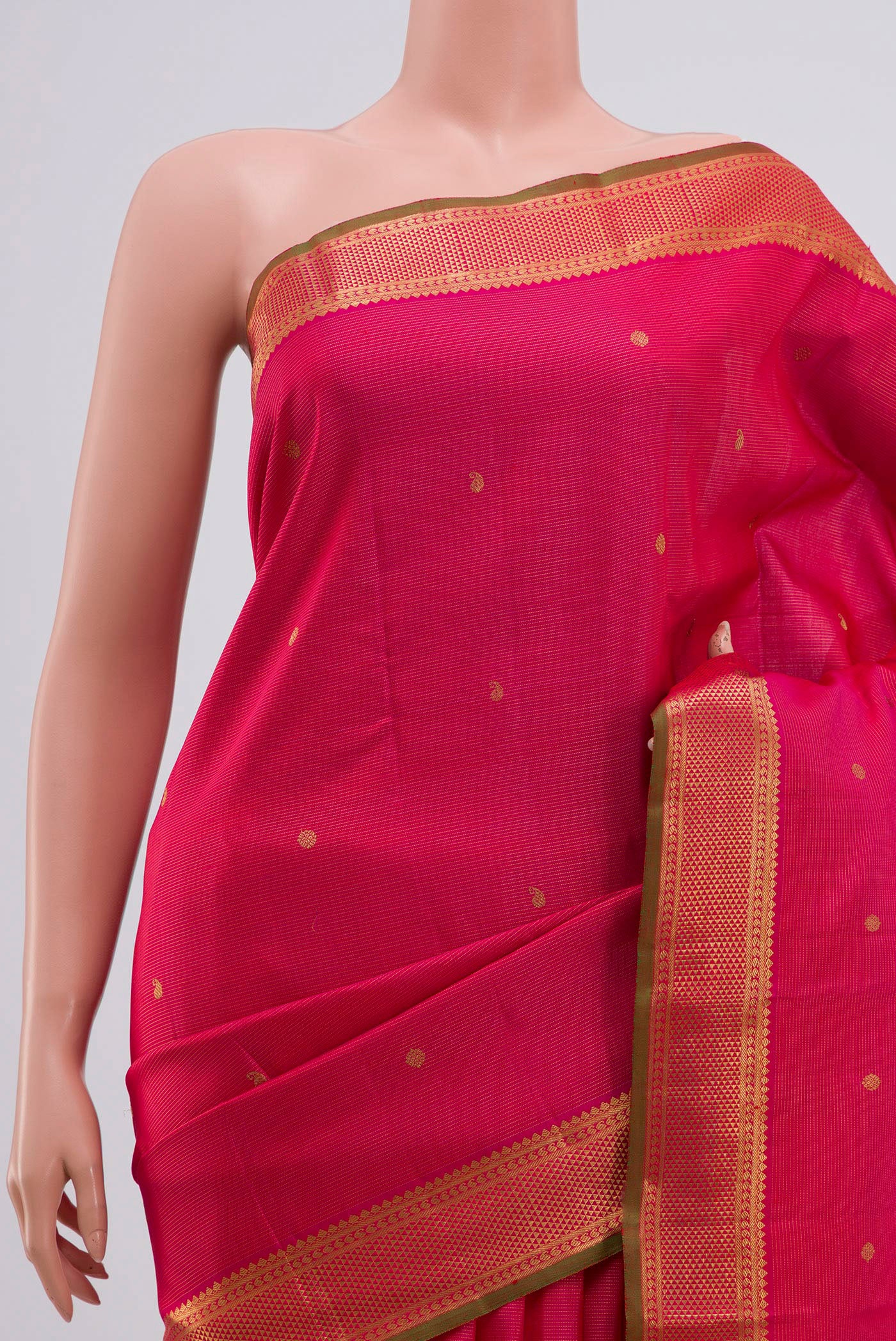 Pure Silk Pure Zari Pink Kanjivaram Saree - Image 2